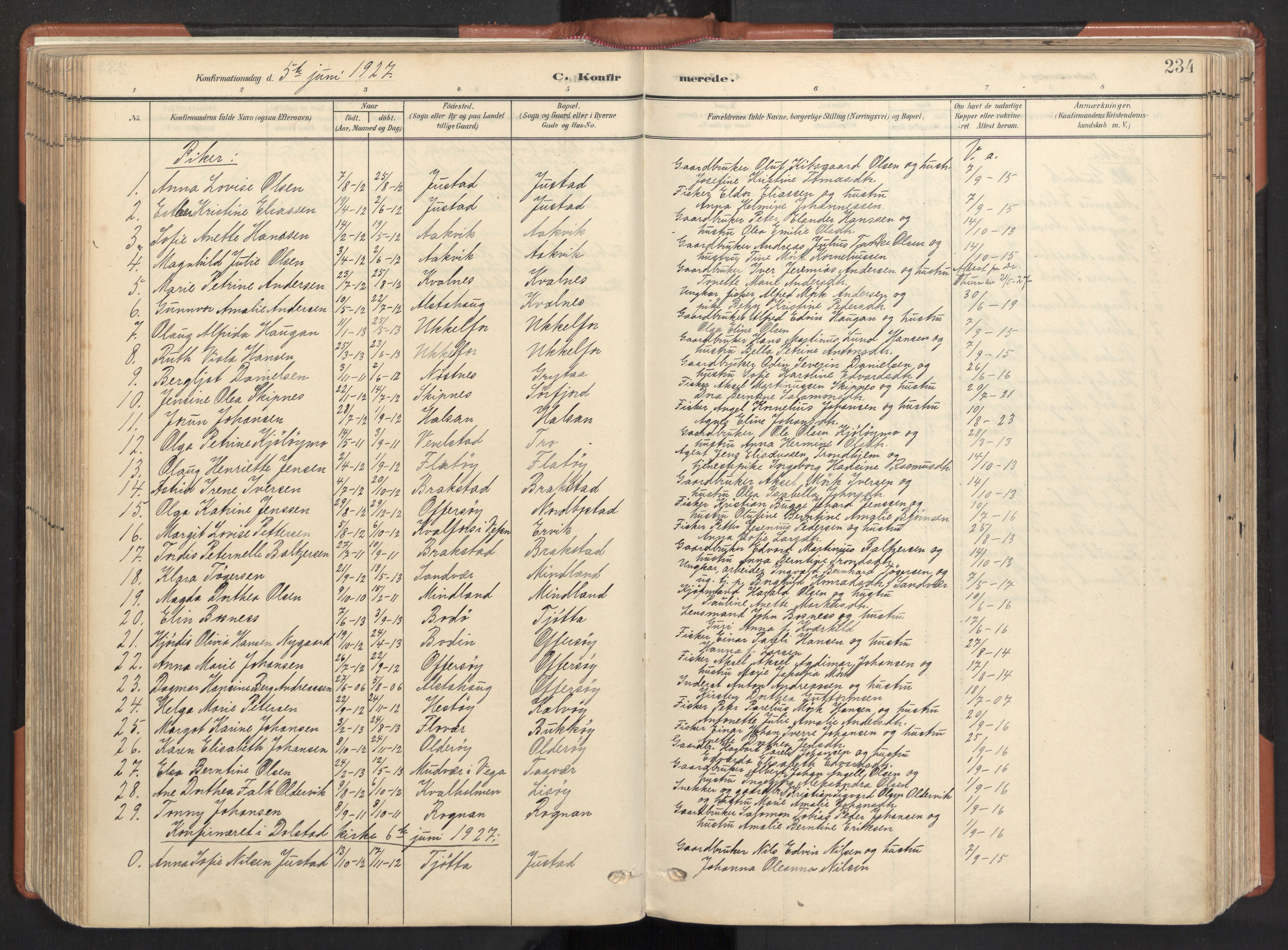 Ministerialprotokoller, klokkerbøker og fødselsregistre - Nordland, AV/SAT-A-1459/817/L0265: Ministerialbok nr. 817A05, 1908-1944, s. 234