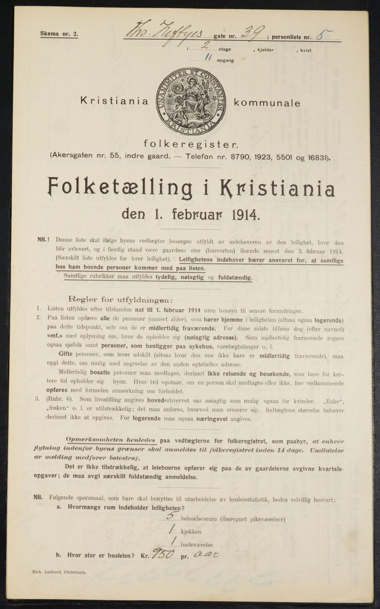 OBA, Kommunal folketelling 1.2.1914 for Kristiania, 1914, s. 109685