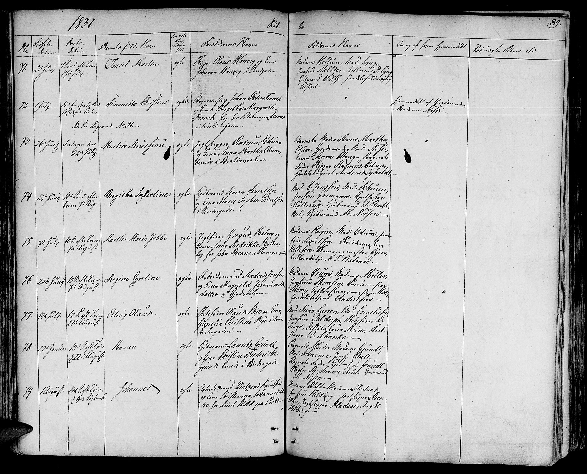Ministerialprotokoller, klokkerbøker og fødselsregistre - Sør-Trøndelag, SAT/A-1456/602/L0108: Ministerialbok nr. 602A06, 1821-1839, s. 89