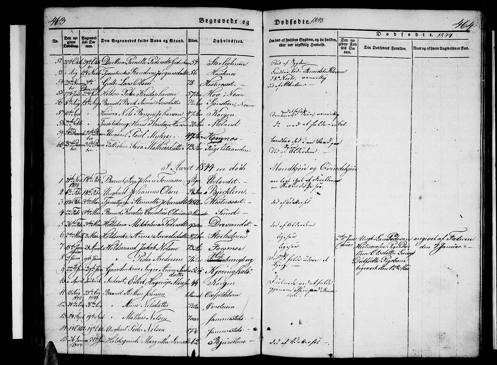 Ministerialprotokoller, klokkerbøker og fødselsregistre - Nordland, AV/SAT-A-1459/825/L0364: Klokkerbok nr. 825C01, 1841-1863, s. 463-464