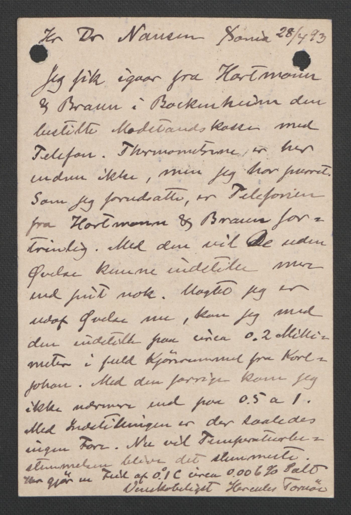 Arbeidskomitéen for Fridtjof Nansens polarekspedisjon, AV/RA-PA-0061/D/L0003/0002: Innk. brev og telegrammer vedr. proviant og utrustning / Utrustningen m.m. - korrespondanse, 1893, s. 389