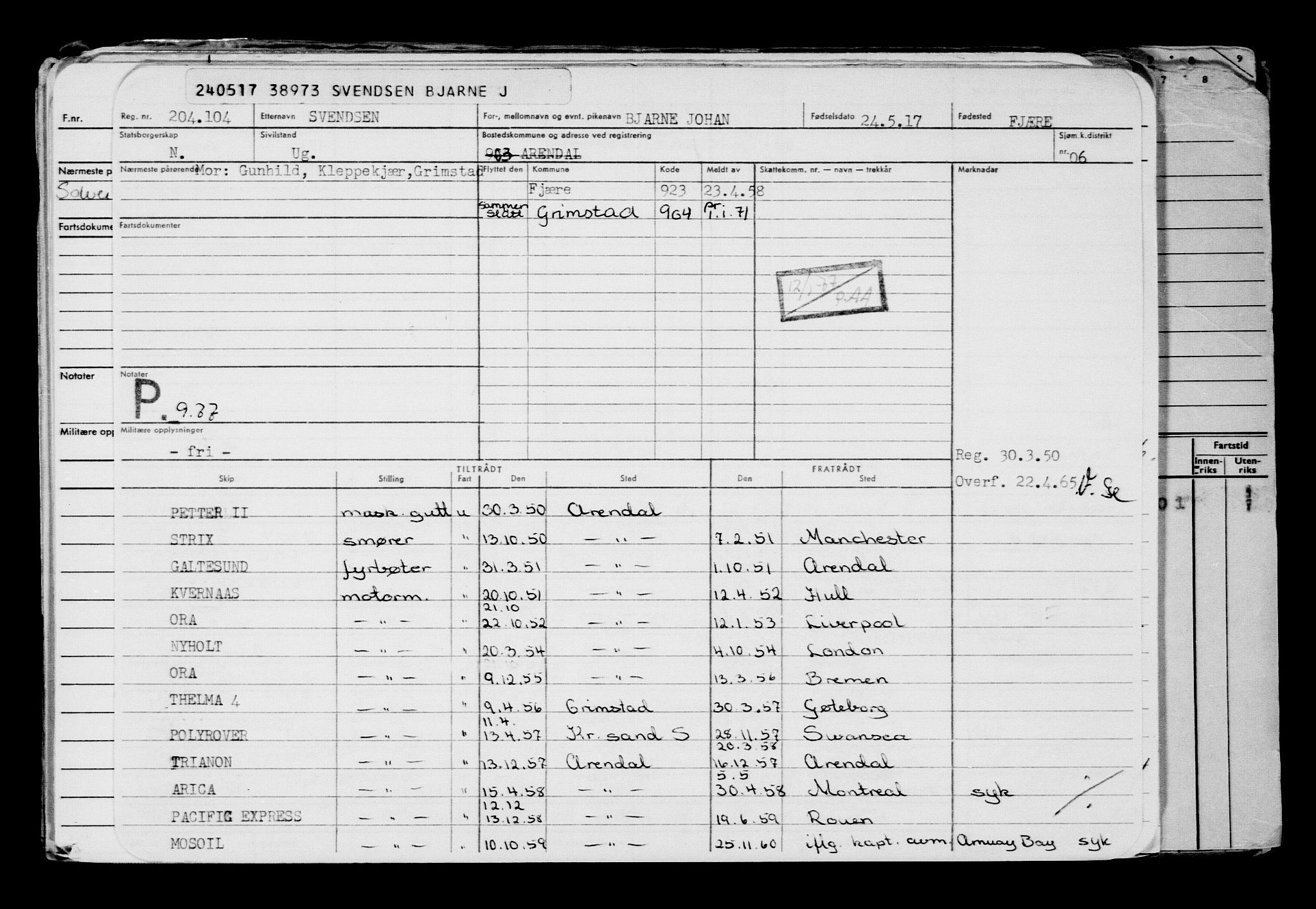 Direktoratet for sjømenn, AV/RA-S-3545/G/Gb/L0148: Hovedkort, 1917, s. 741