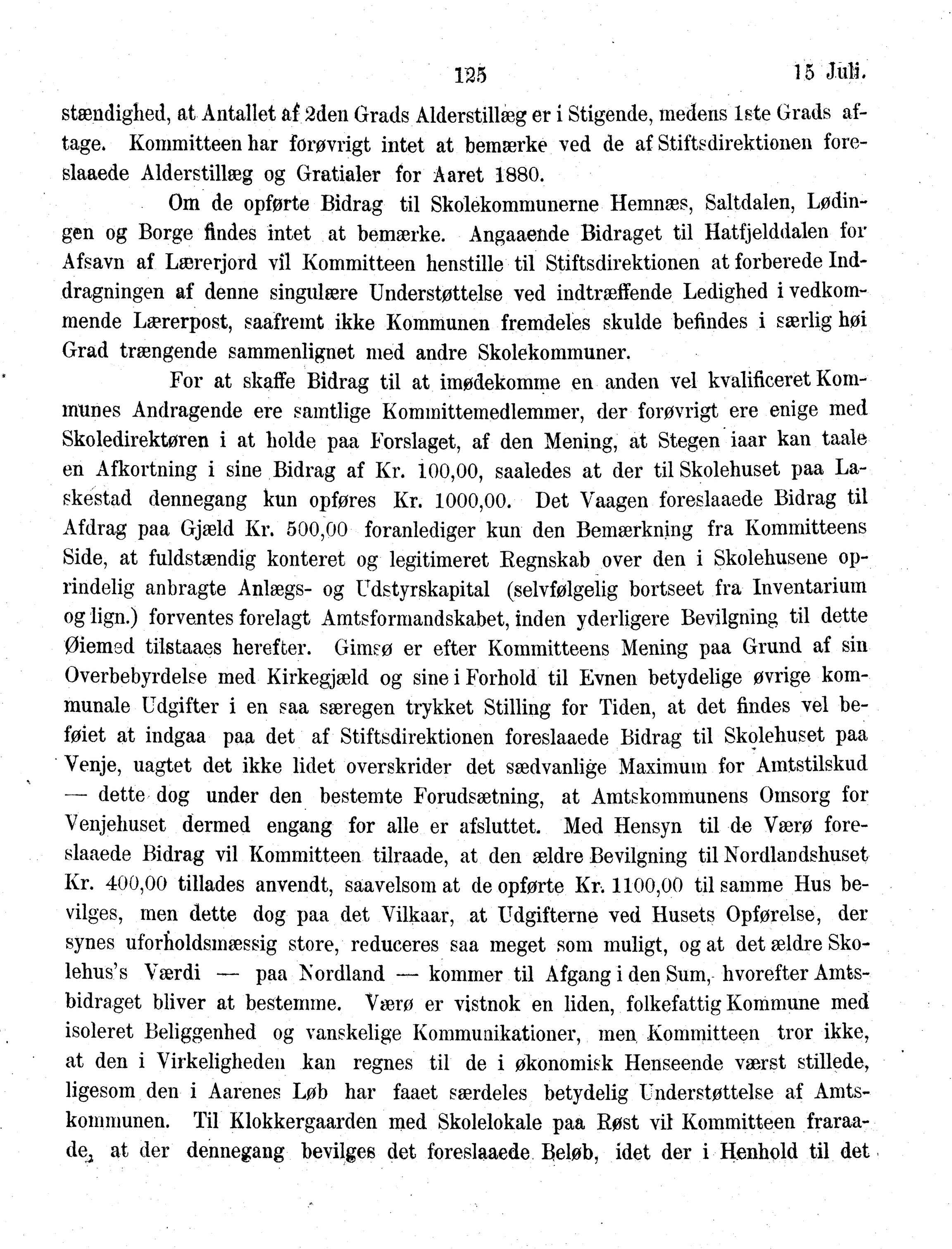 Nordland Fylkeskommune. Fylkestinget, AIN/NFK-17/176/A/Ac/L0013: Fylkestingsforhandlinger 1880, 1880