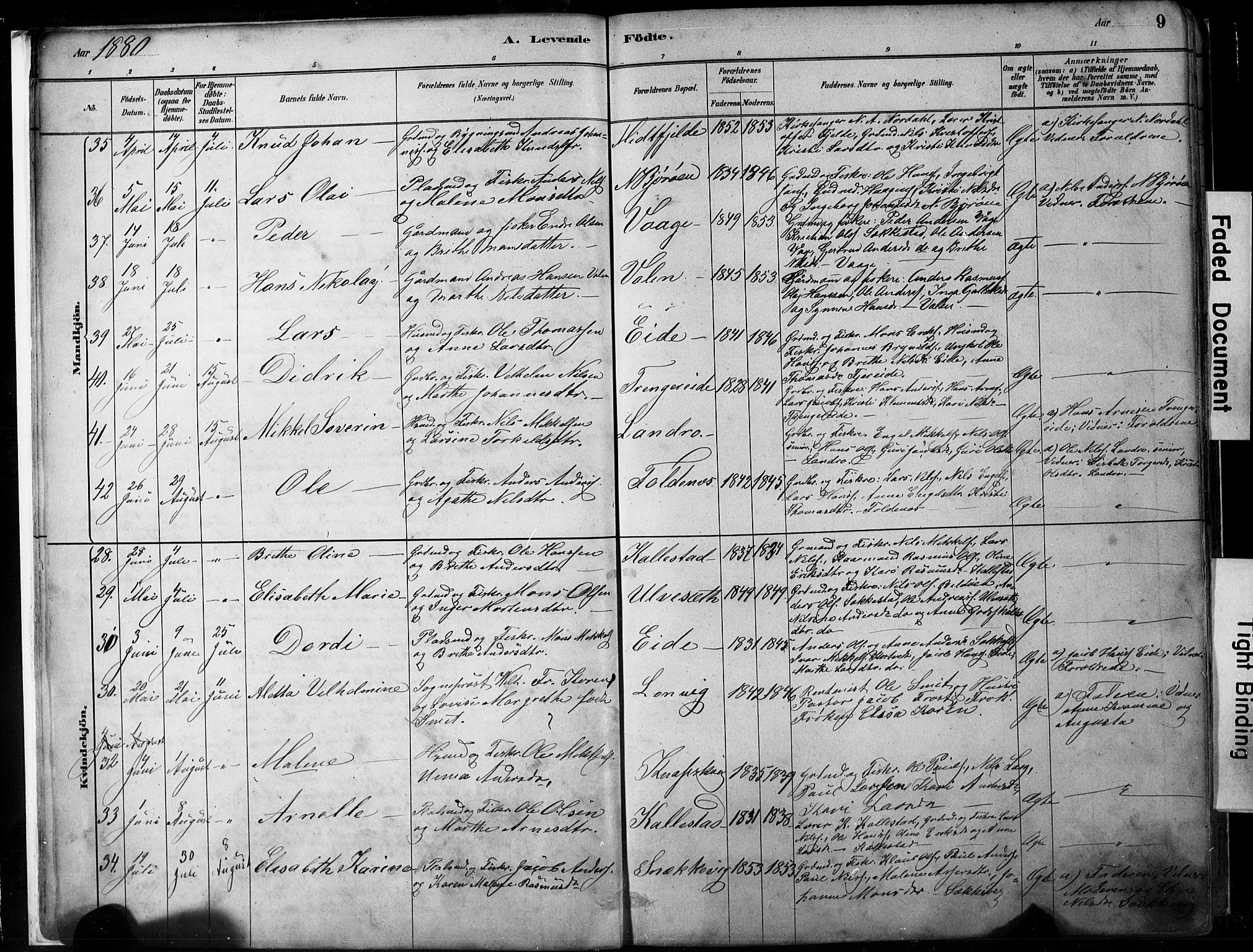Fjell sokneprestembete, AV/SAB-A-75301/H/Hab: Klokkerbok nr. A 4, 1880-1899, s. 9