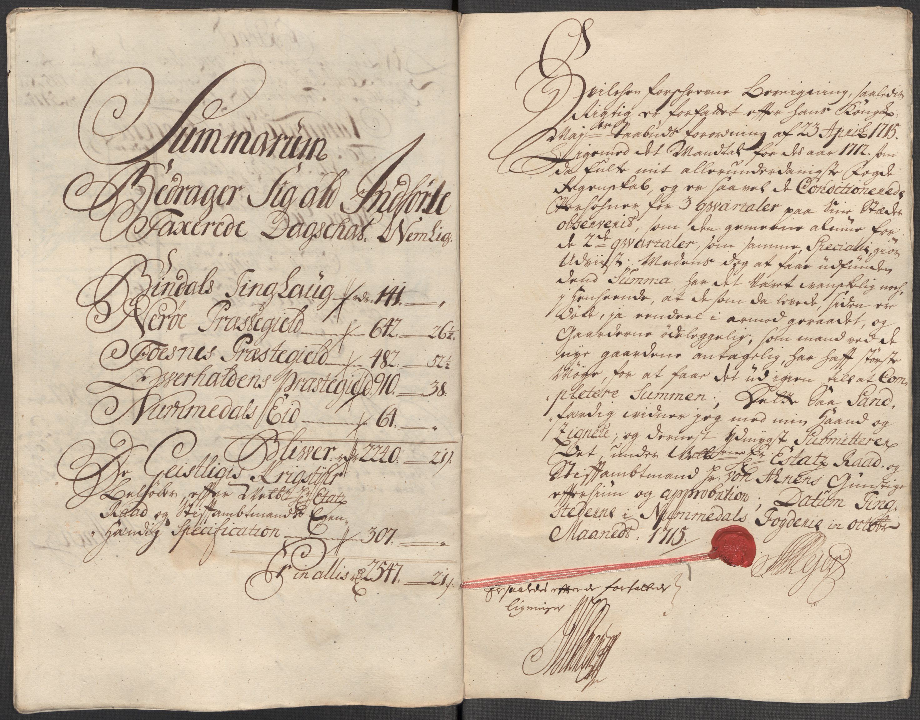 Rentekammeret inntil 1814, Reviderte regnskaper, Fogderegnskap, AV/RA-EA-4092/R64/L4436: Fogderegnskap Namdal, 1715, s. 147