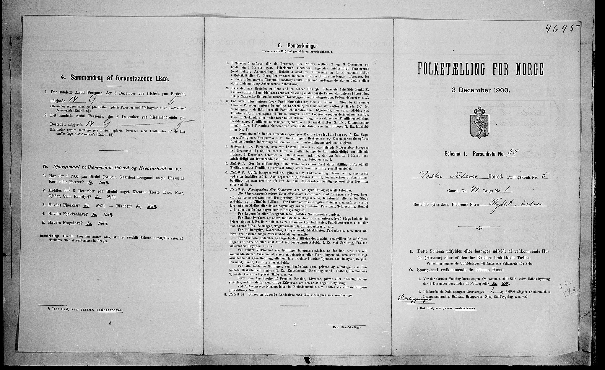 SAH, Folketelling 1900 for 0529 Vestre Toten herred, 1900, s. 1003