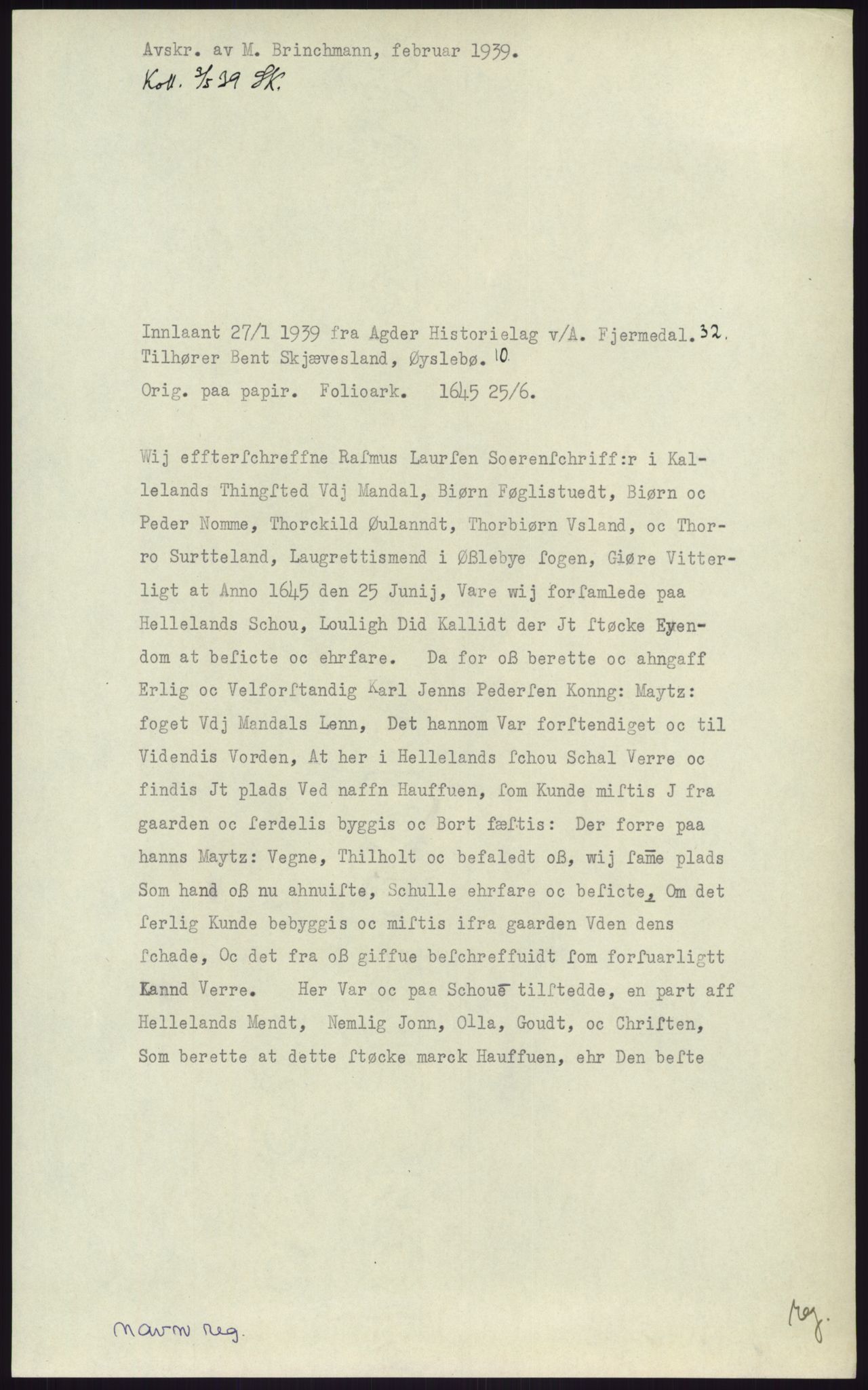 Samlinger til kildeutgivelse, Diplomavskriftsamlingen, AV/RA-EA-4053/H/Ha, s. 2812