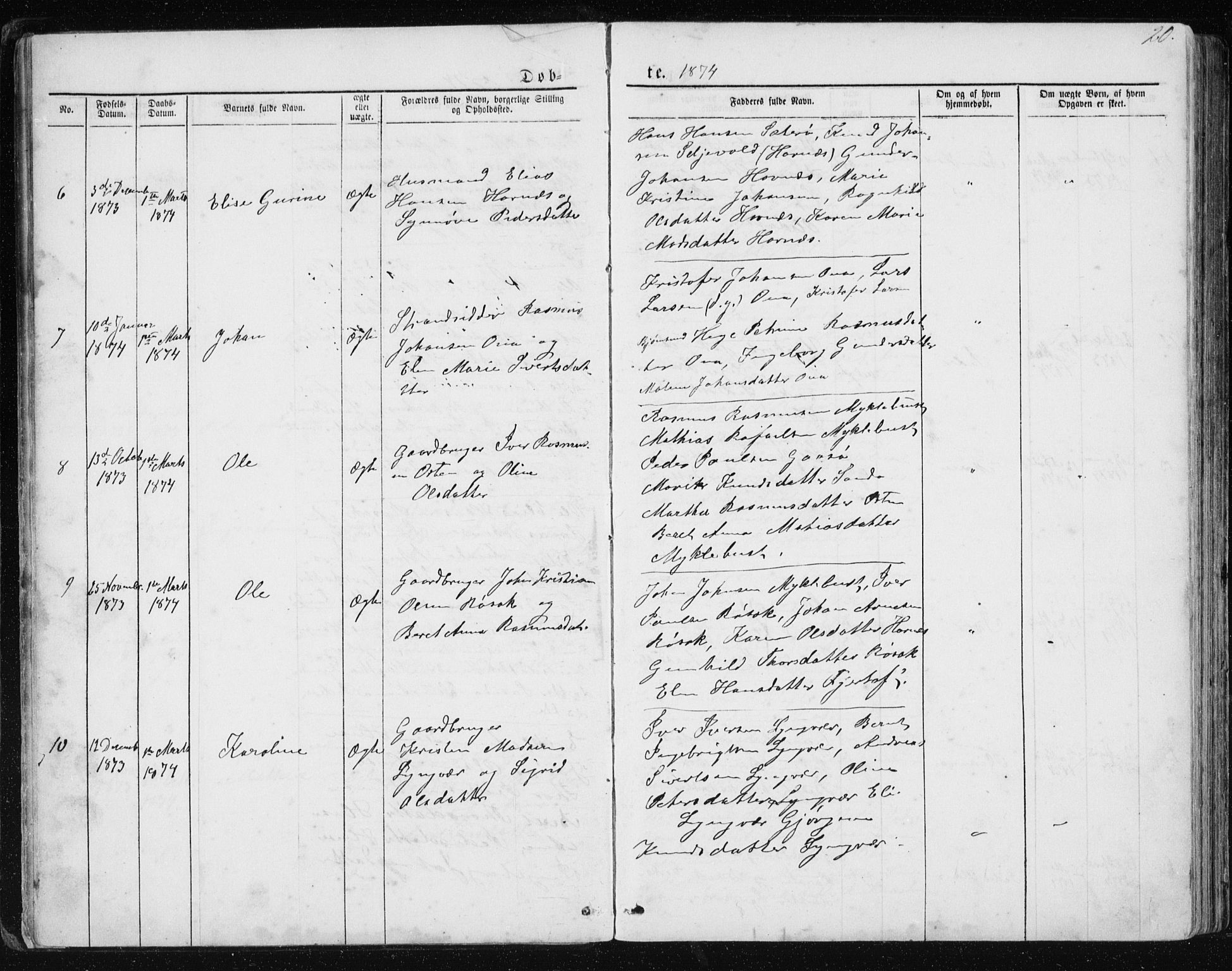 Ministerialprotokoller, klokkerbøker og fødselsregistre - Møre og Romsdal, AV/SAT-A-1454/561/L0732: Klokkerbok nr. 561C02, 1867-1900, s. 20