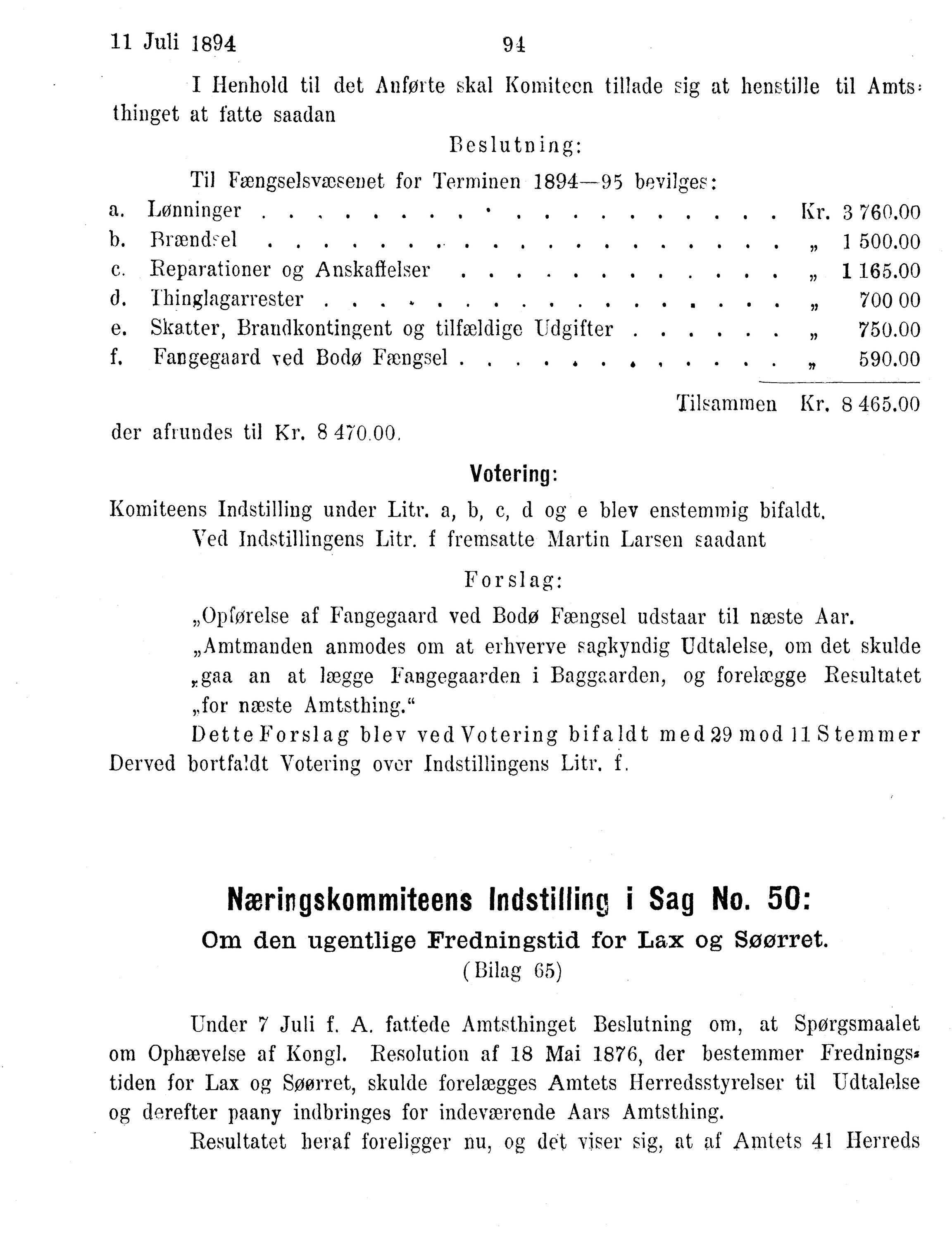 Nordland Fylkeskommune. Fylkestinget, AIN/NFK-17/176/A/Ac/L0017: Fylkestingsforhandlinger 1894, 1894