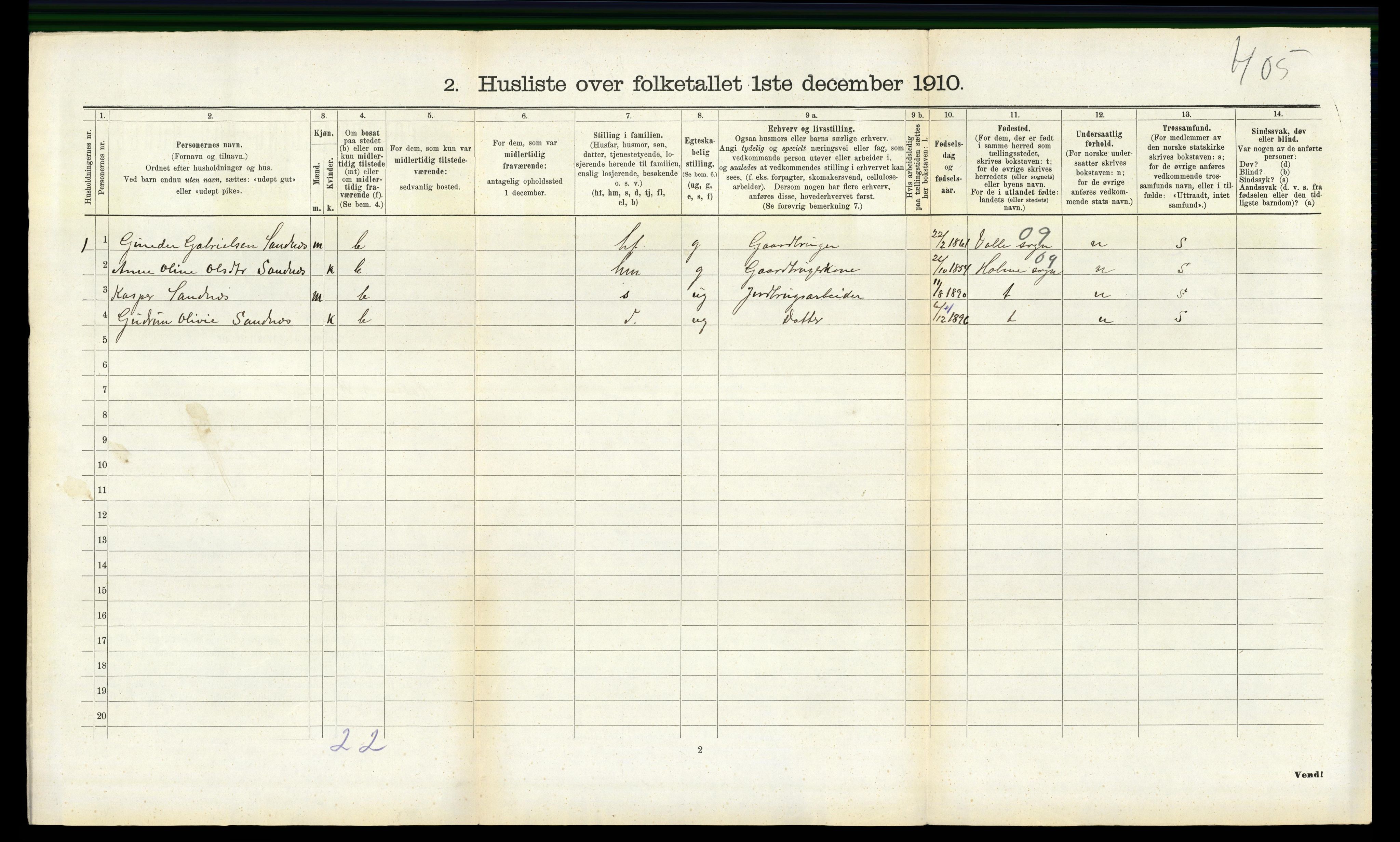 RA, Folketelling 1910 for 1019 Halse og Harkmark herred, 1910, s. 745