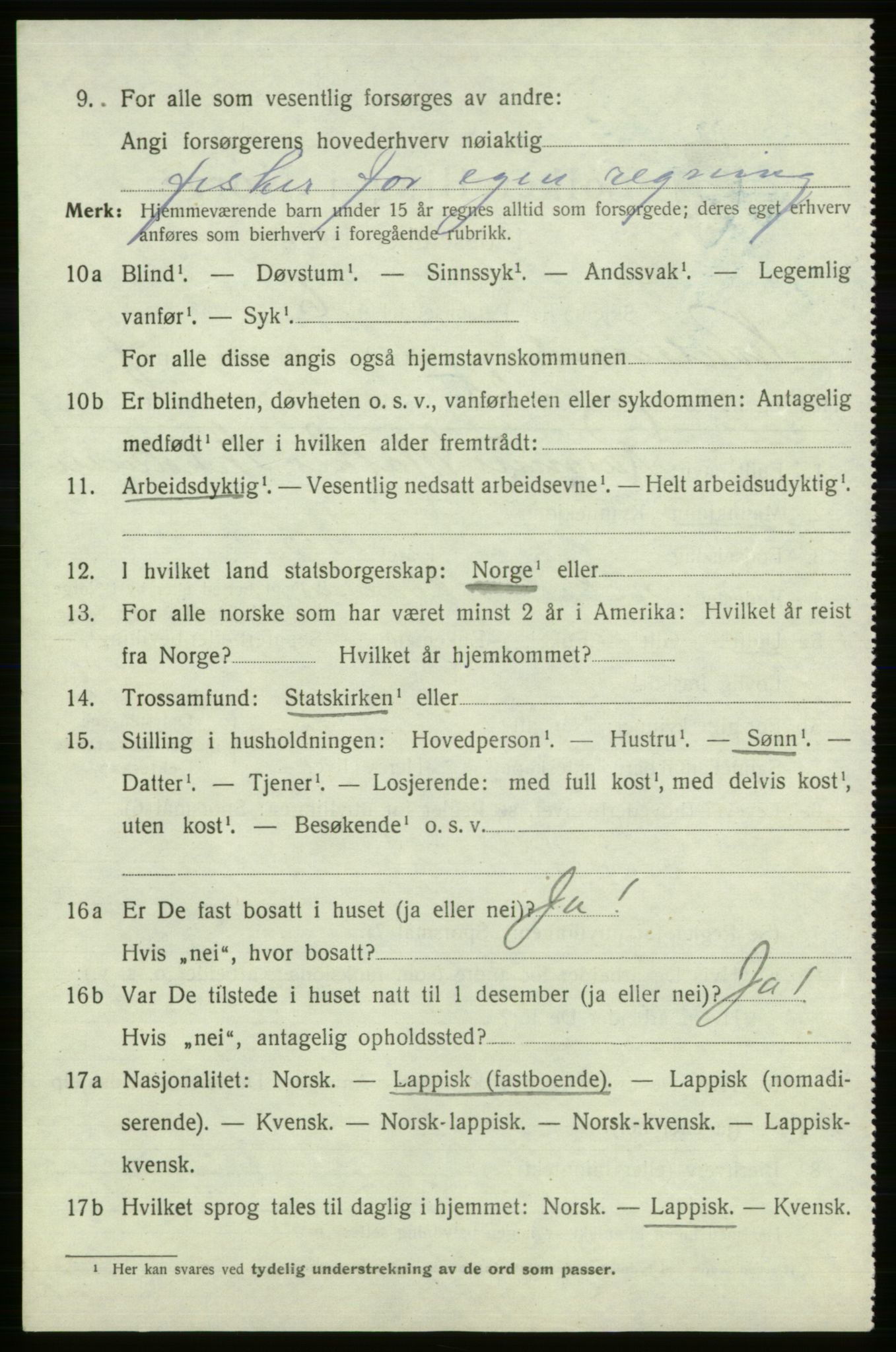 SATØ, Folketelling 1920 for 2017 Kvalsund herred, 1920, s. 2433