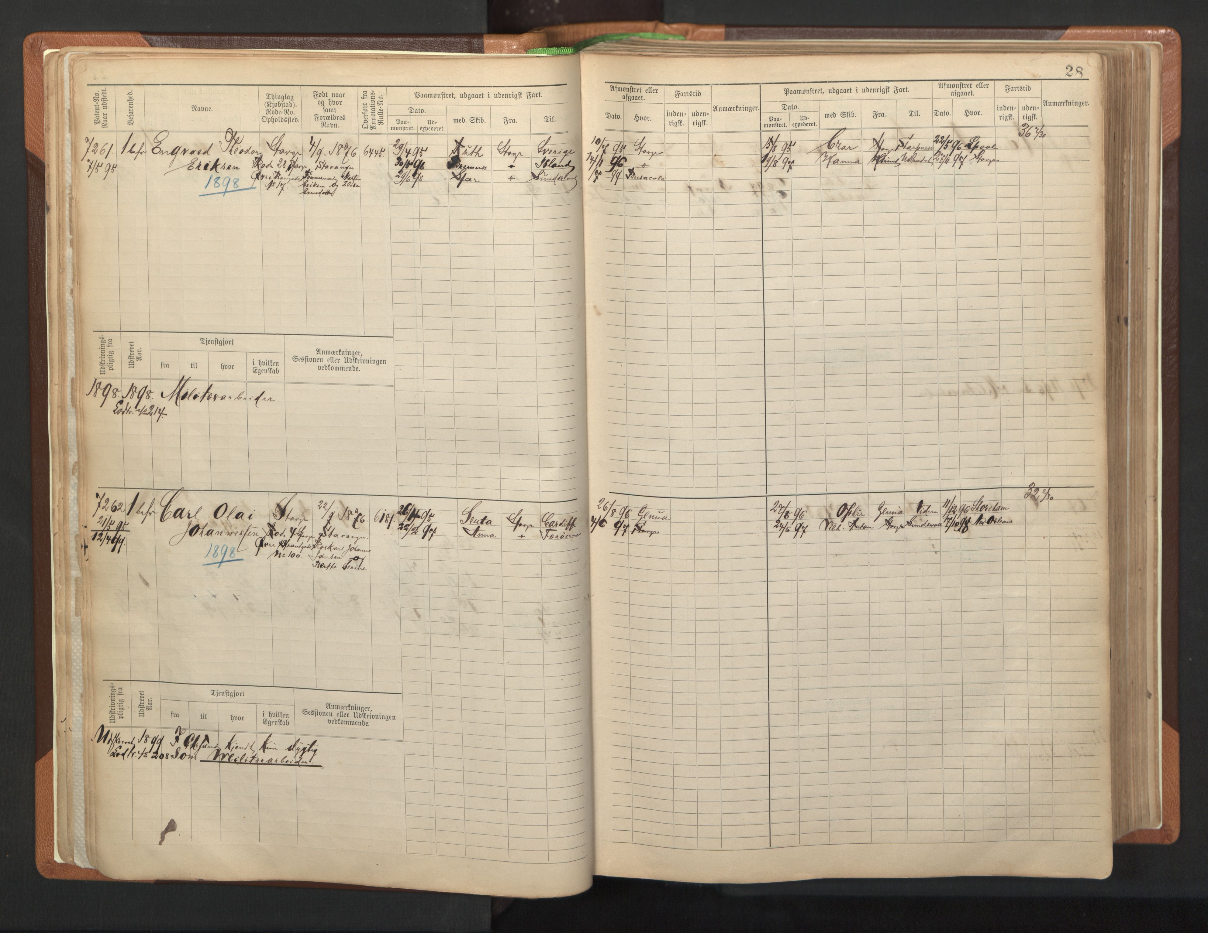 Stavanger sjømannskontor, AV/SAST-A-102006/F/Fb/Fbb/L0012: Sjøfartshovedrulle, patentnr. 7207-8158, 1894-1904, s. 31