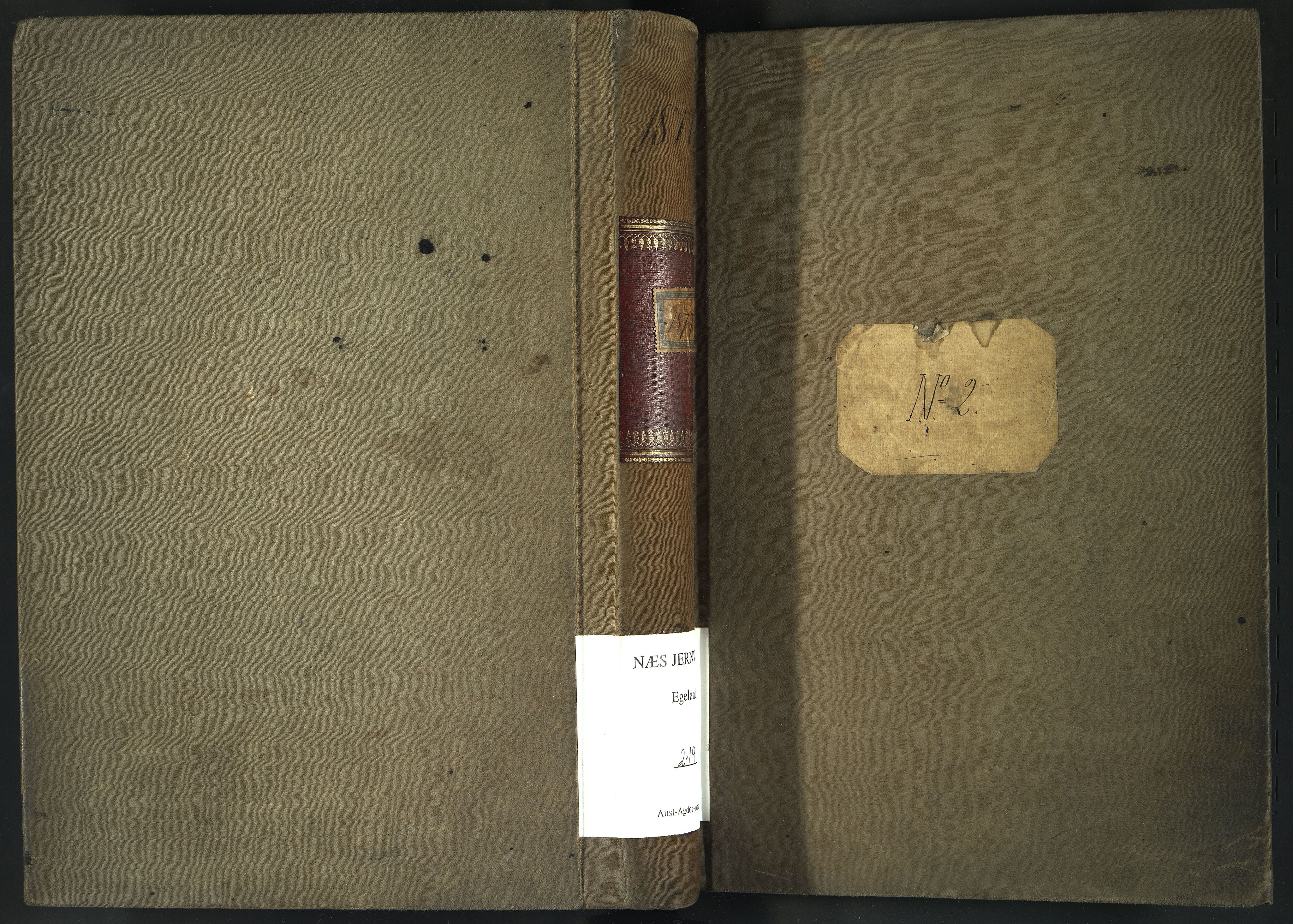 Egelands Verk, NESJ/NJM-002/02/L0019: Hovedbok (reg. på gårdsnavn), 1877