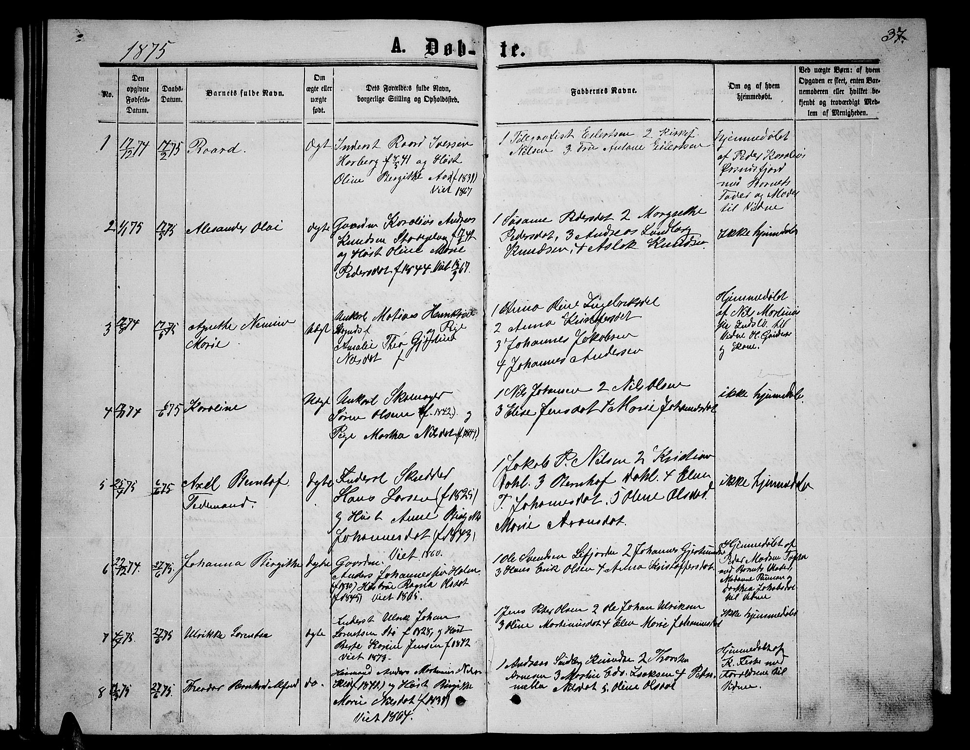 Ministerialprotokoller, klokkerbøker og fødselsregistre - Nordland, AV/SAT-A-1459/894/L1358: Klokkerbok nr. 894C01, 1864-1877, s. 37