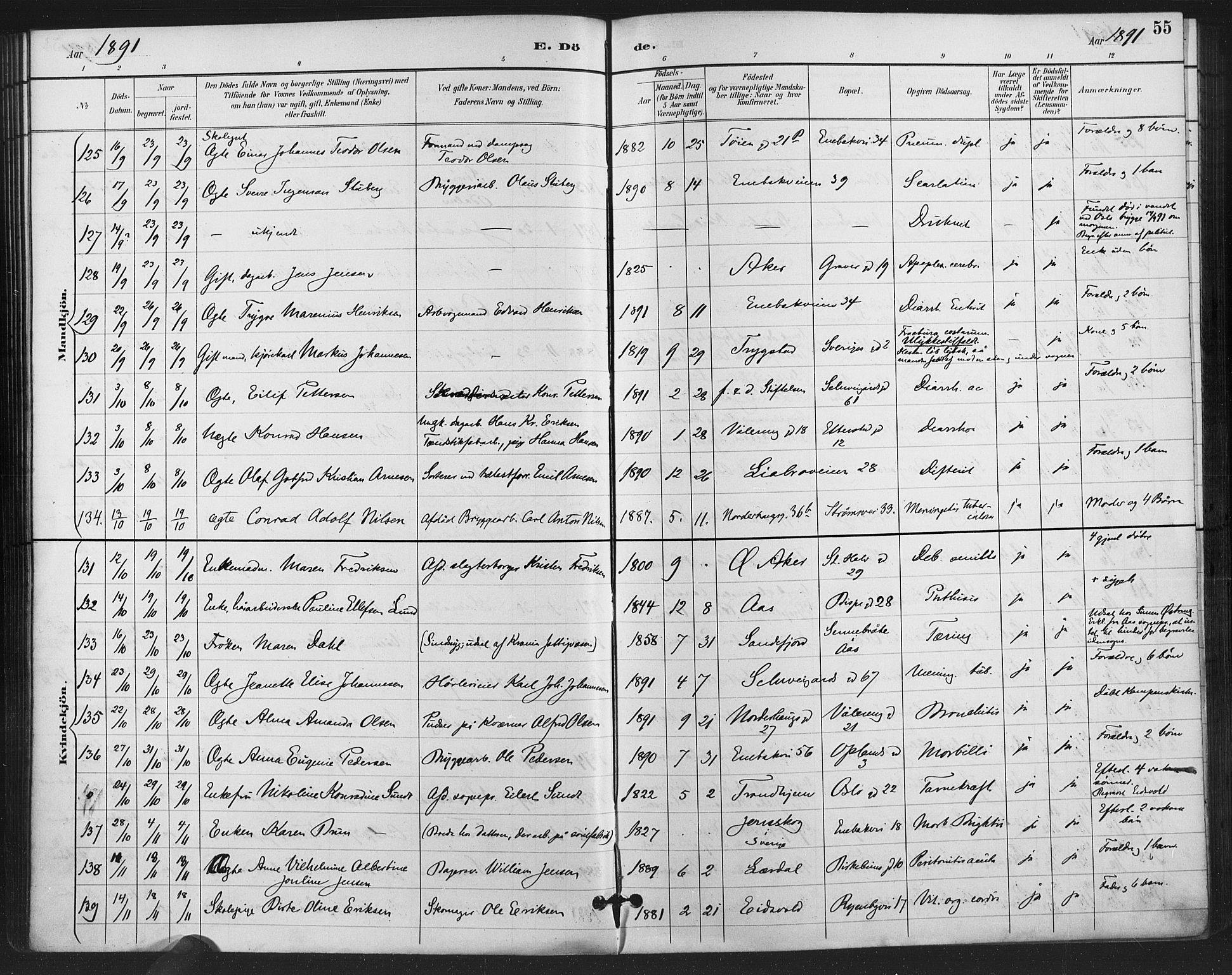 Gamlebyen prestekontor Kirkebøker, AV/SAO-A-10884/F/Fa/L0009: Ministerialbok nr. 9, 1888-1909, s. 55