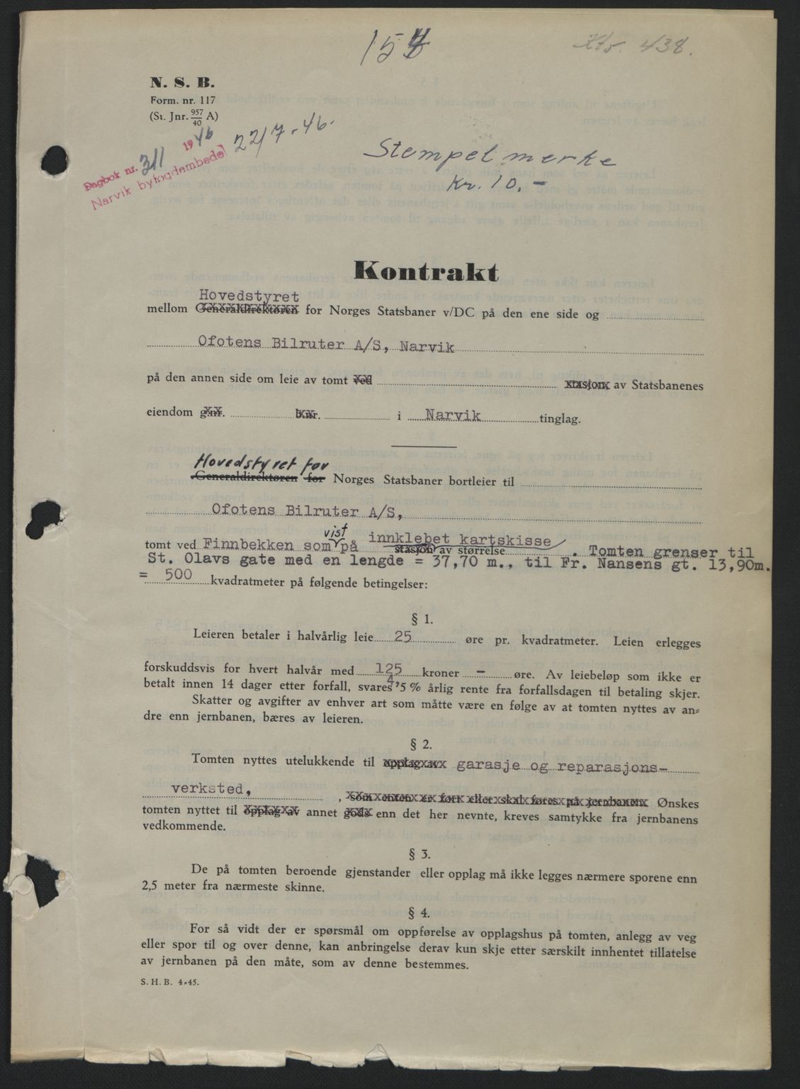 Narvik sorenskriveri, SAT/A-0002/1/2/2C/2Ca: Pantebok nr. A21, 1946-1947, Dagboknr: 311/1946