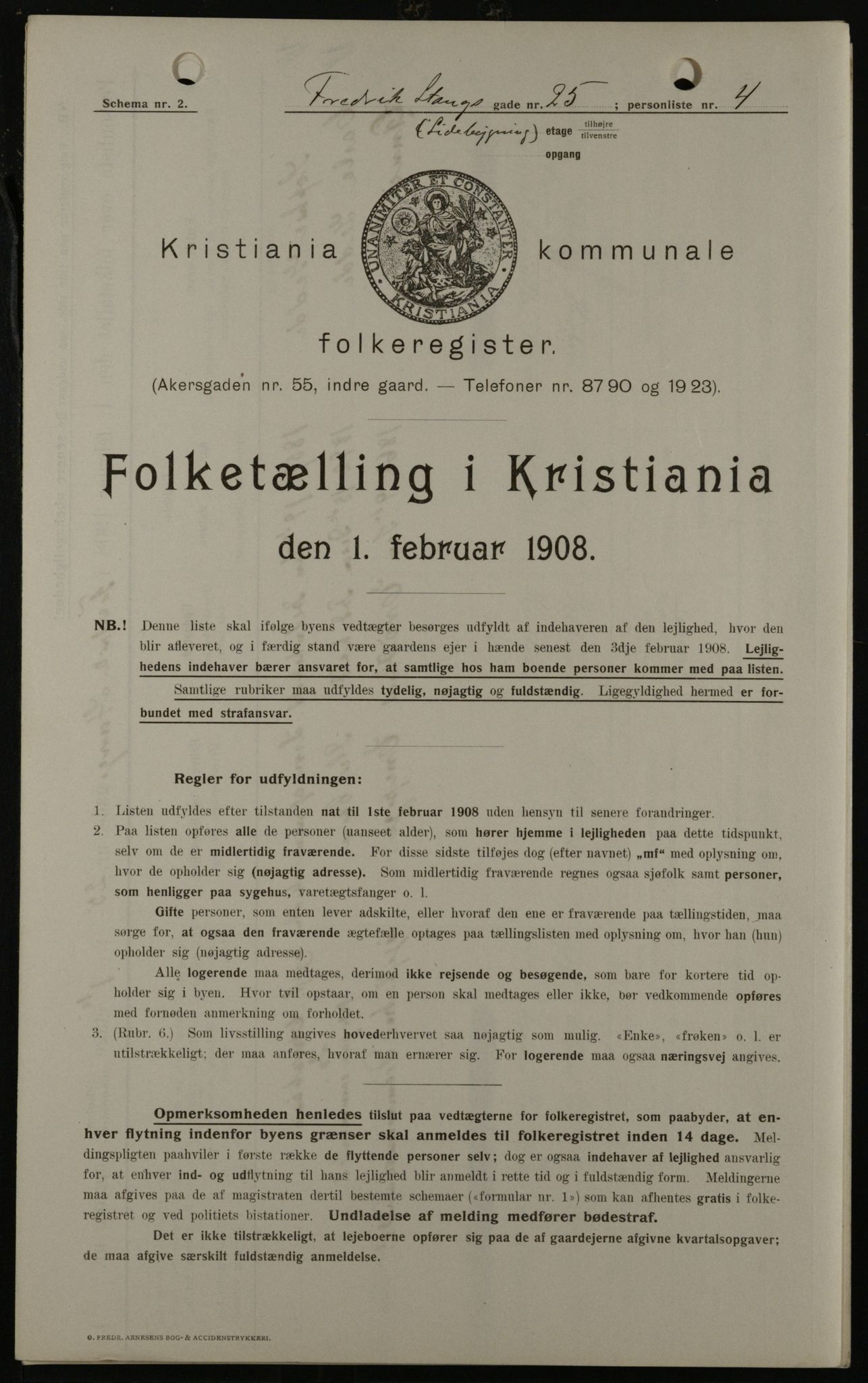 OBA, Kommunal folketelling 1.2.1908 for Kristiania kjøpstad, 1908, s. 24080