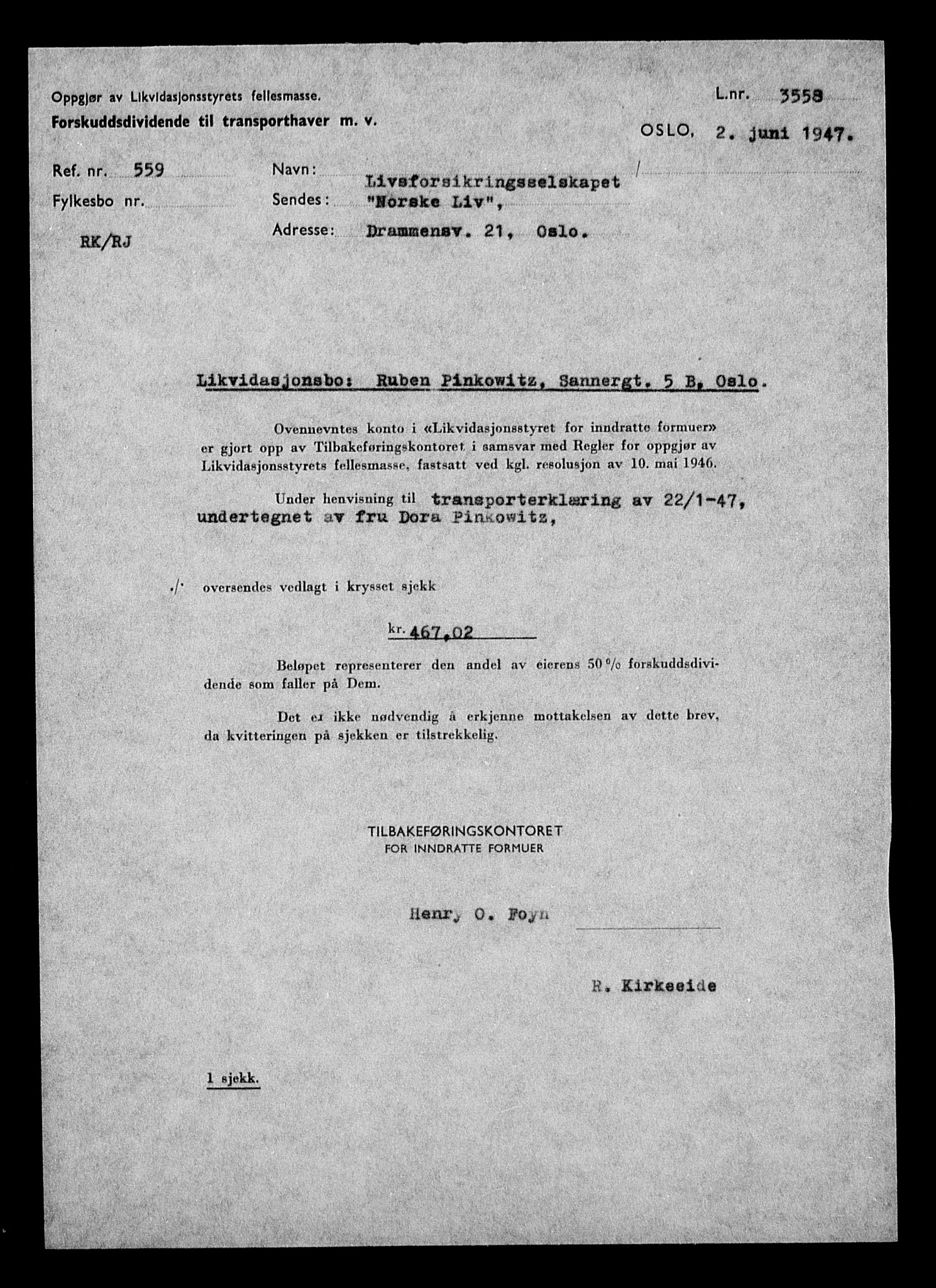 Justisdepartementet, Tilbakeføringskontoret for inndratte formuer, RA/S-1564/H/Hc/Hcc/L0969: --, 1945-1947, s. 91