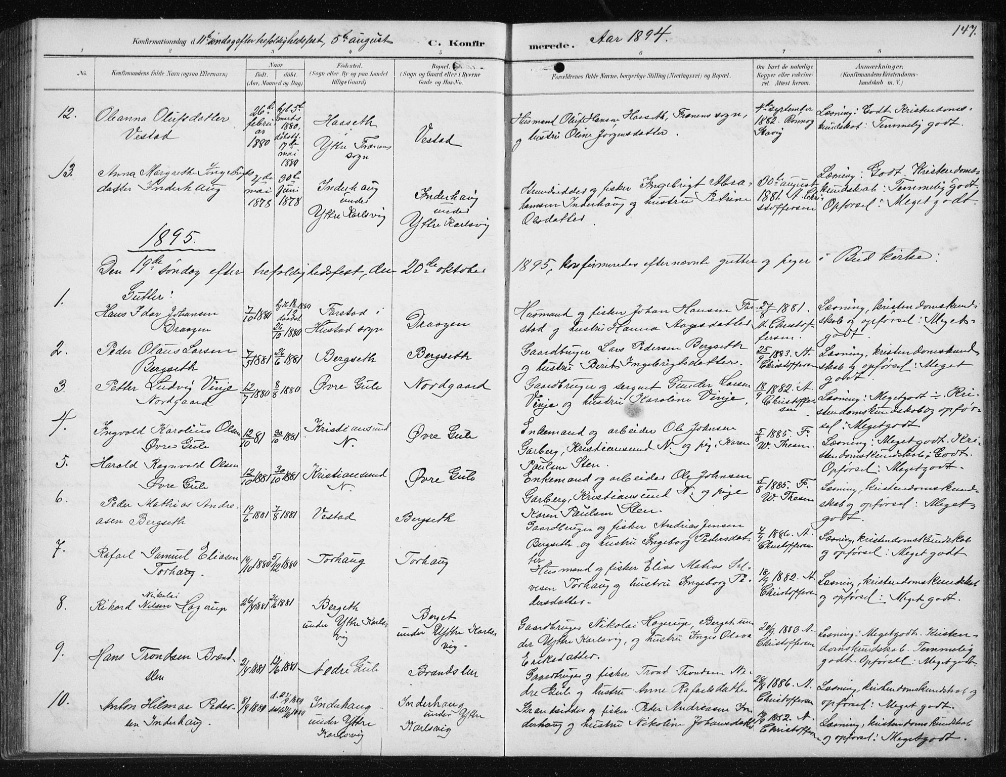 Ministerialprotokoller, klokkerbøker og fødselsregistre - Møre og Romsdal, AV/SAT-A-1454/566/L0773: Klokkerbok nr. 566C02, 1892-1909, s. 147