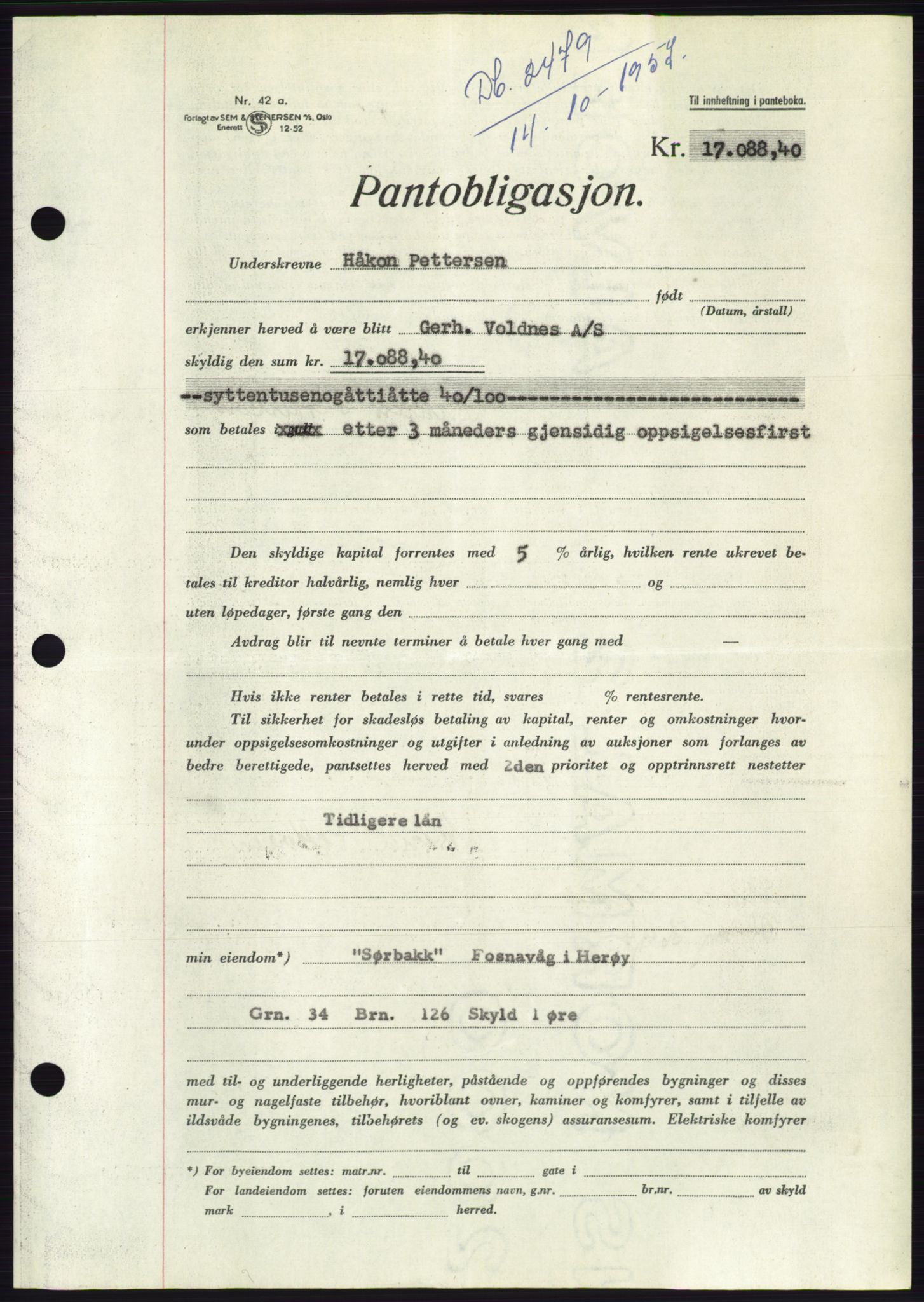 Søre Sunnmøre sorenskriveri, AV/SAT-A-4122/1/2/2C/L0130: Pantebok nr. 18B, 1957-1958, Dagboknr: 2479/1957