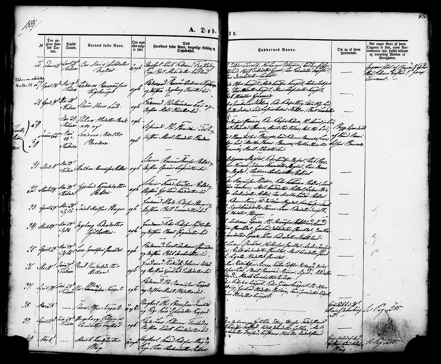 Ministerialprotokoller, klokkerbøker og fødselsregistre - Møre og Romsdal, AV/SAT-A-1454/539/L0529: Ministerialbok nr. 539A02, 1848-1872, s. 45