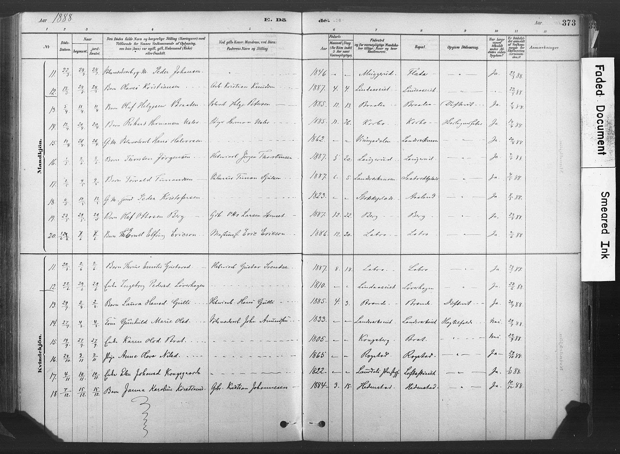 Sandsvær kirkebøker, AV/SAKO-A-244/F/Fd/L0001: Ministerialbok nr. IV 1, 1878-1906, s. 373