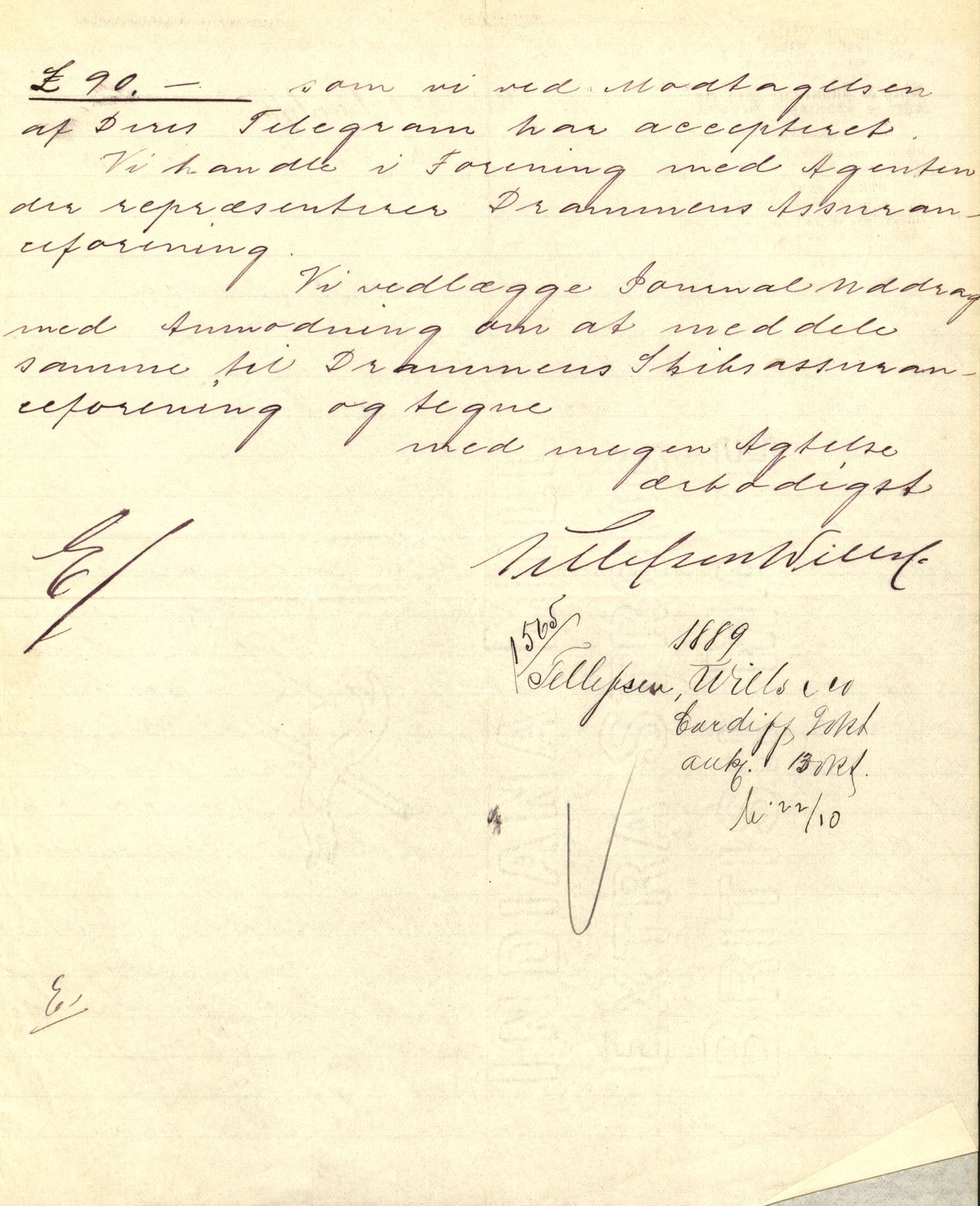 Pa 63 - Østlandske skibsassuranceforening, VEMU/A-1079/G/Ga/L0023/0011: Havaridokumenter / Joanchas, Lympha, Glengarin, Korsvei, Heldine, Sirius, 1889, s. 29