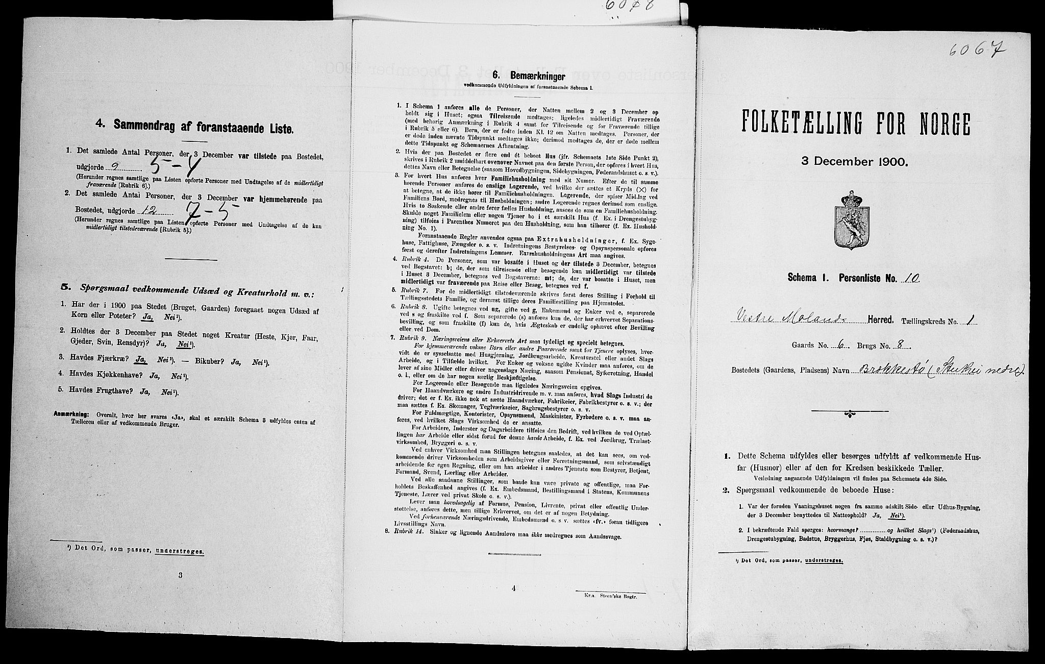 SAK, Folketelling 1900 for 0926 Vestre Moland herred, 1900, s. 99