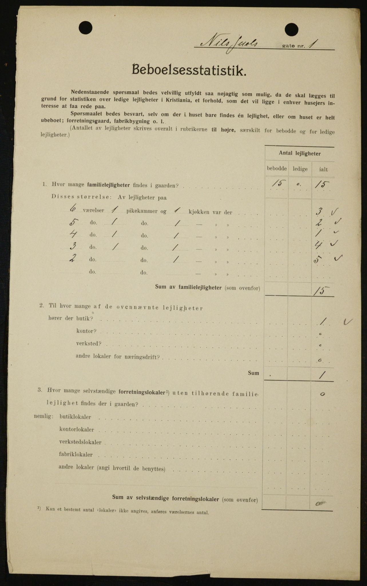 OBA, Kommunal folketelling 1.2.1909 for Kristiania kjøpstad, 1909, s. 63445