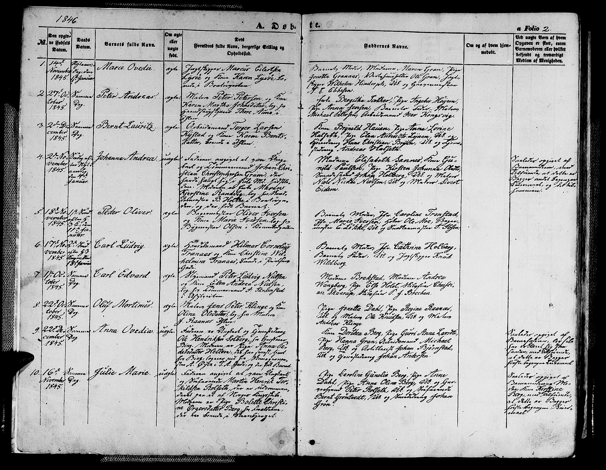 Ministerialprotokoller, klokkerbøker og fødselsregistre - Sør-Trøndelag, SAT/A-1456/602/L0137: Klokkerbok nr. 602C05, 1846-1856, s. 2