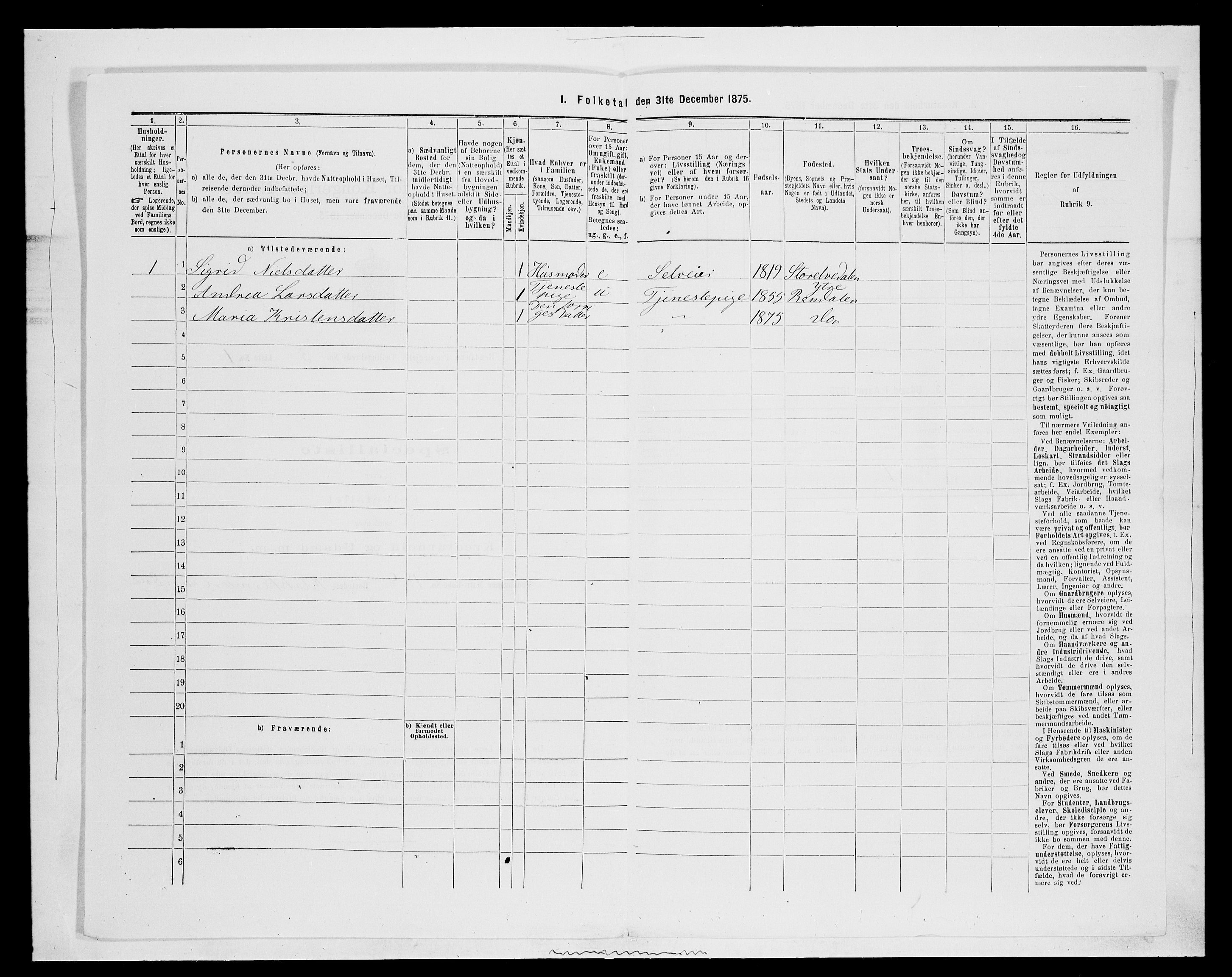 SAH, Folketelling 1875 for 0432P Rendalen prestegjeld, 1875, s. 347