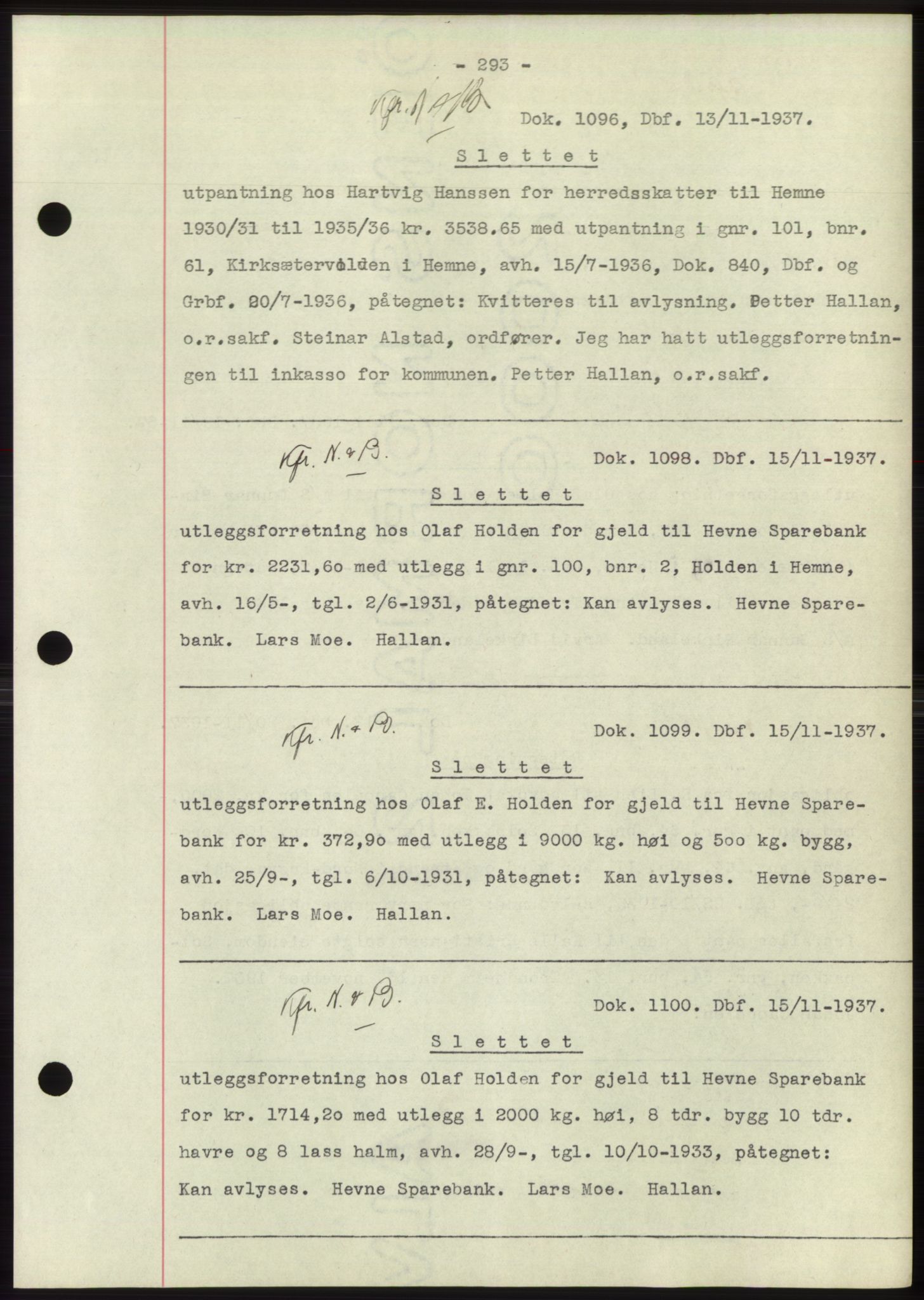 Hitra sorenskriveri, AV/SAT-A-0018/2/2C/2Ca: Pantebok nr. C1, 1936-1945, Dagboknr: 1096/1937