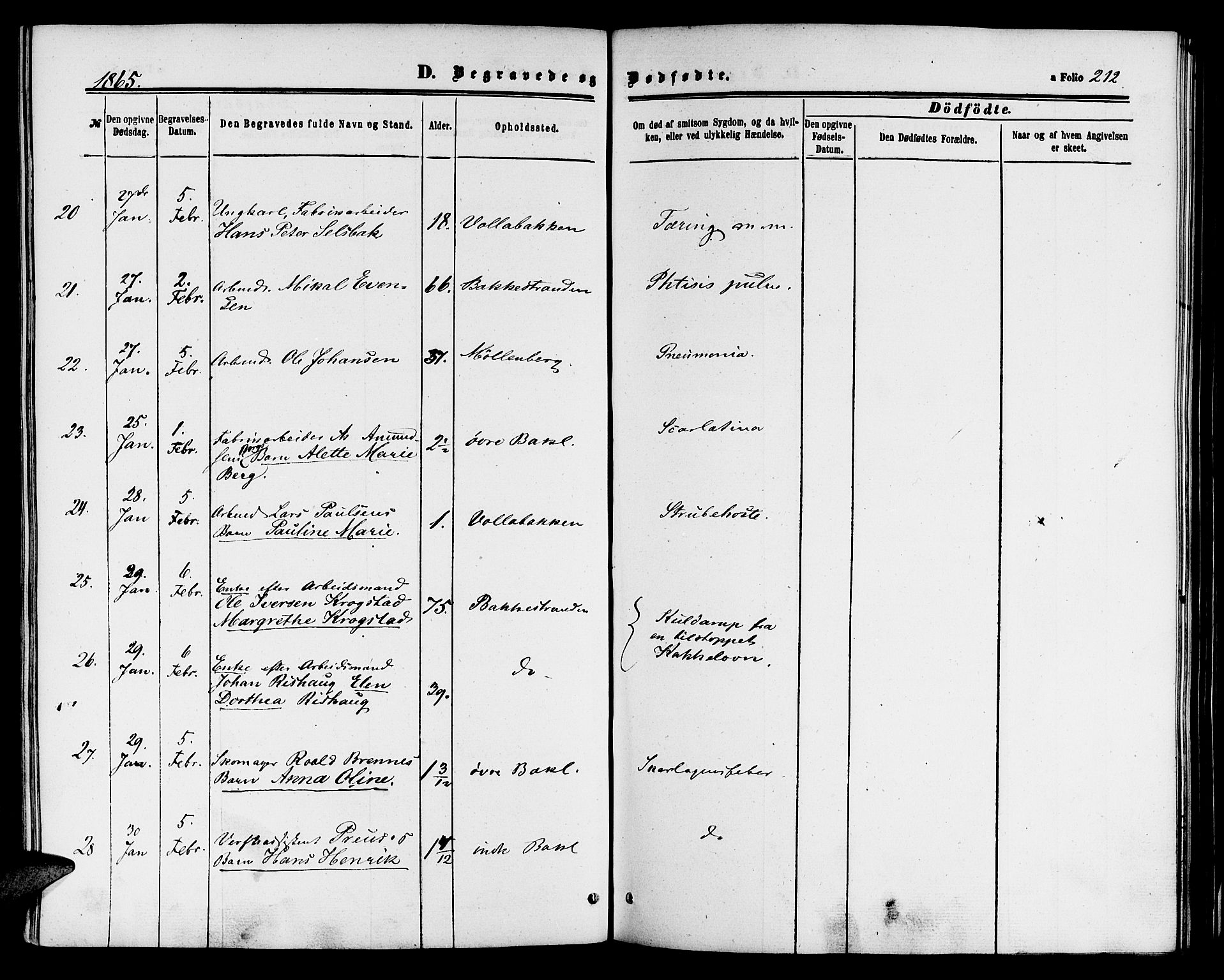 Ministerialprotokoller, klokkerbøker og fødselsregistre - Sør-Trøndelag, SAT/A-1456/604/L0185: Ministerialbok nr. 604A06, 1861-1865, s. 212
