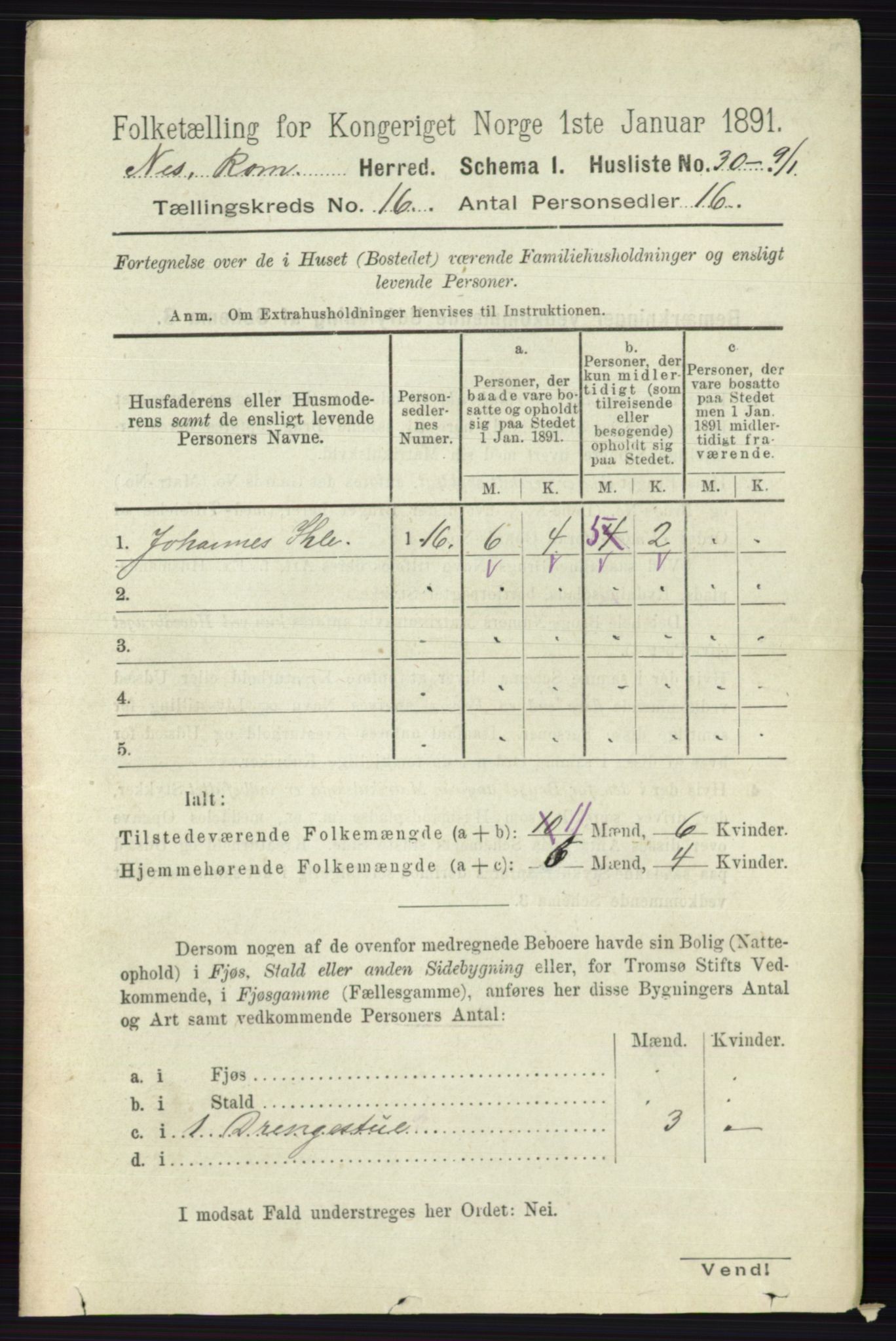 RA, Folketelling 1891 for 0236 Nes herred, 1891, s. 9528