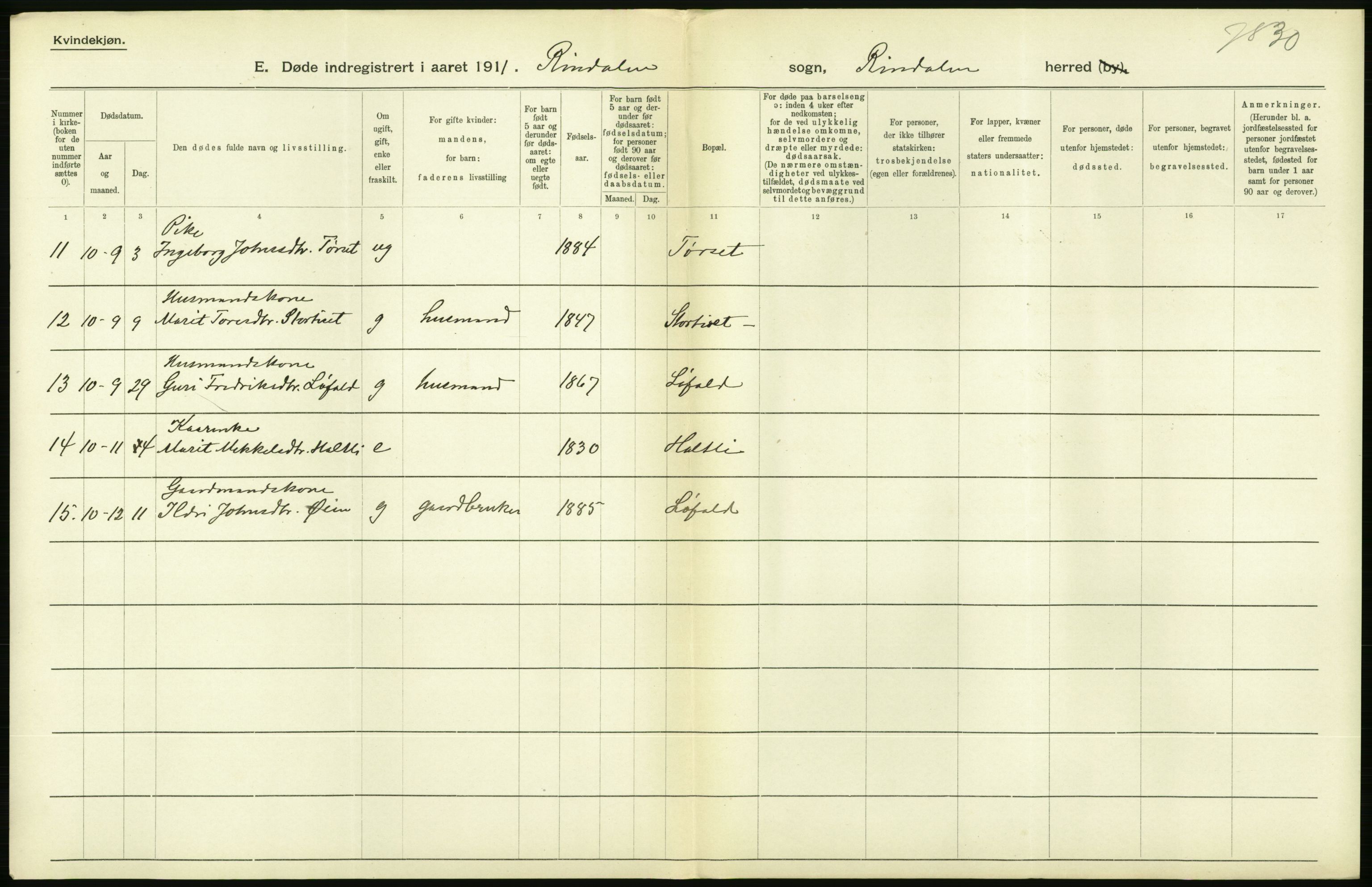Statistisk sentralbyrå, Sosiodemografiske emner, Befolkning, AV/RA-S-2228/D/Df/Dfa/Dfah/L0034: Romsdals amt: Døde, dødfødte. bygder og byer., 1910, s. 144