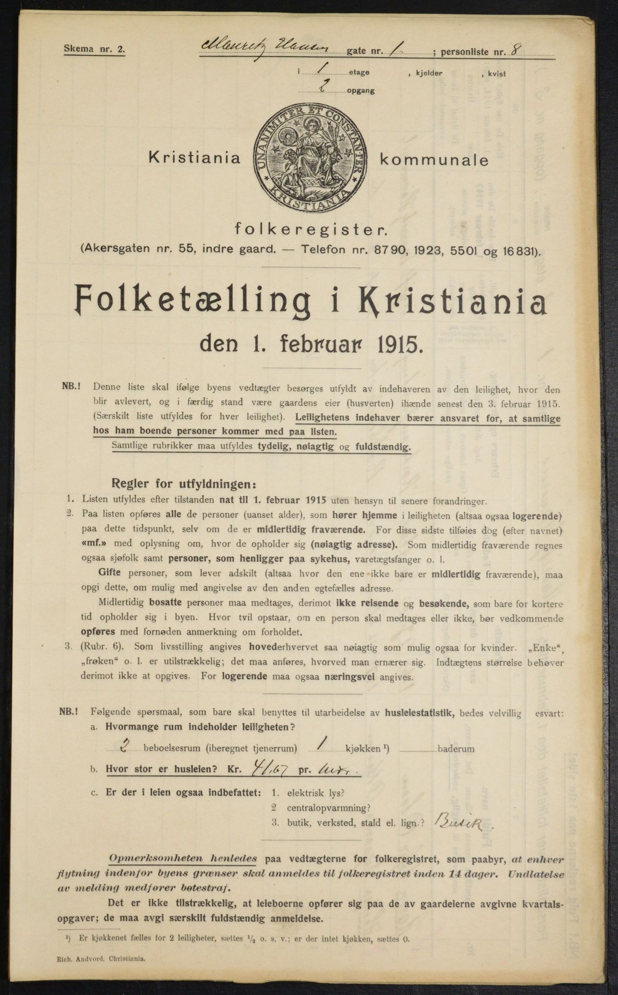 OBA, Kommunal folketelling 1.2.1915 for Kristiania, 1915, s. 64263