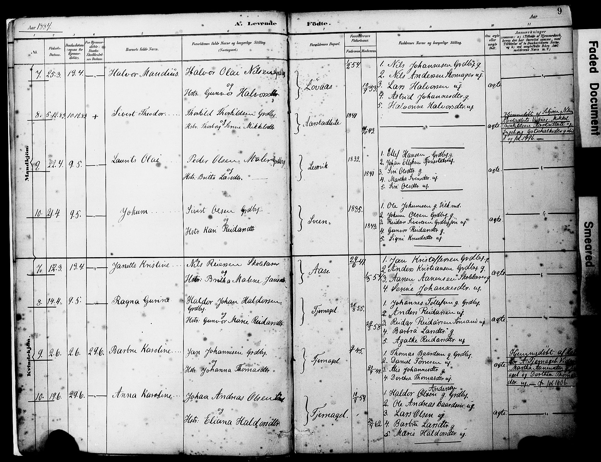 Sveio Sokneprestembete, AV/SAB-A-78501/H/Haa: Ministerialbok nr. B 2, 1883-1894, s. 9