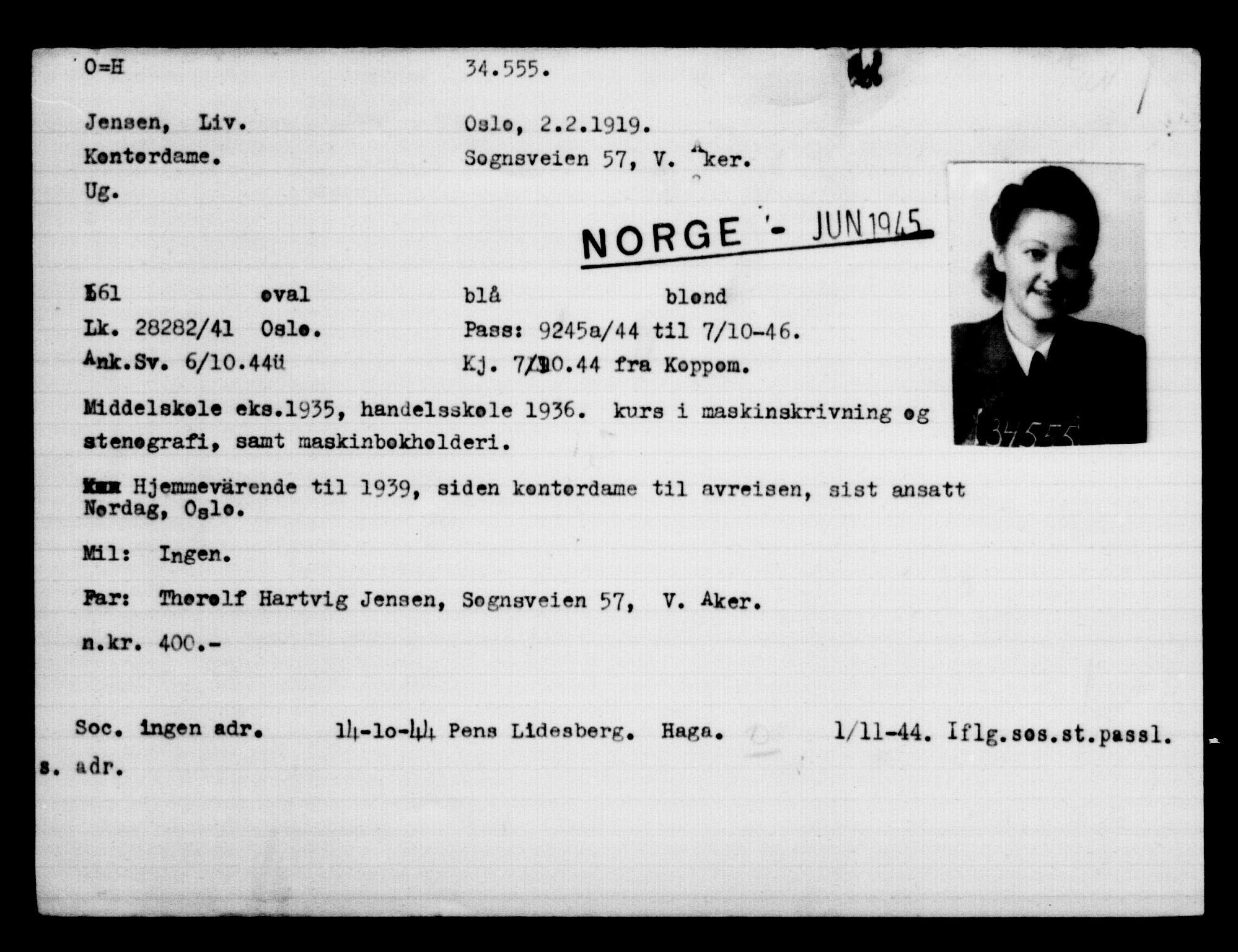 Utenriksstasjonene, Legasjonen i Stockholm, Flyktningkontoret, AV/RA-S-6753/V/Va/L0013: Kjesäterkartoteket, flyktninger med registreringsnr. 31500-34731, 1940-1945, s. 3218