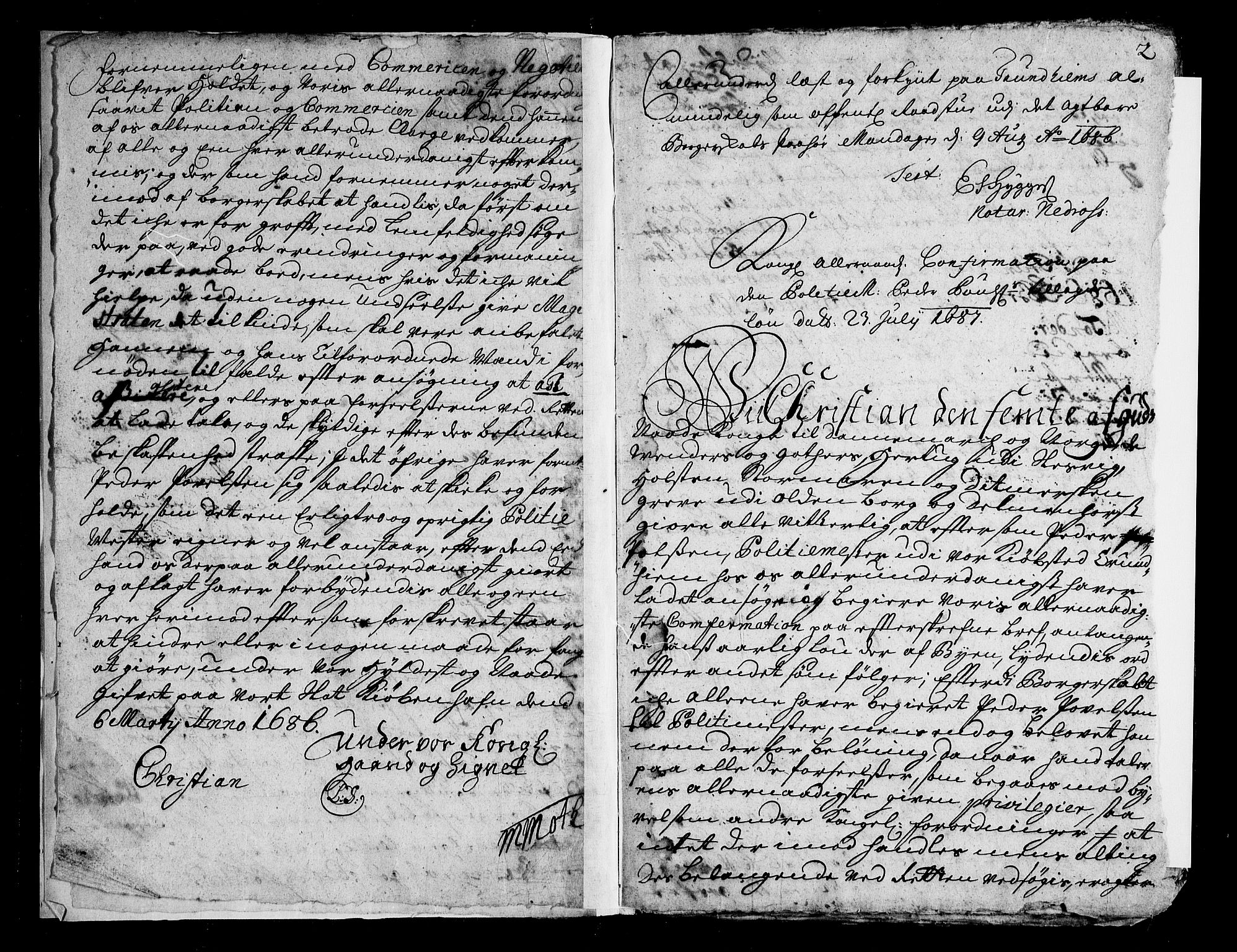 Overhoffretten 1667-1797, AV/RA-EA-2884/Ad/L0261: Ekstraktprotokoll, 1705, s. 1b-2a
