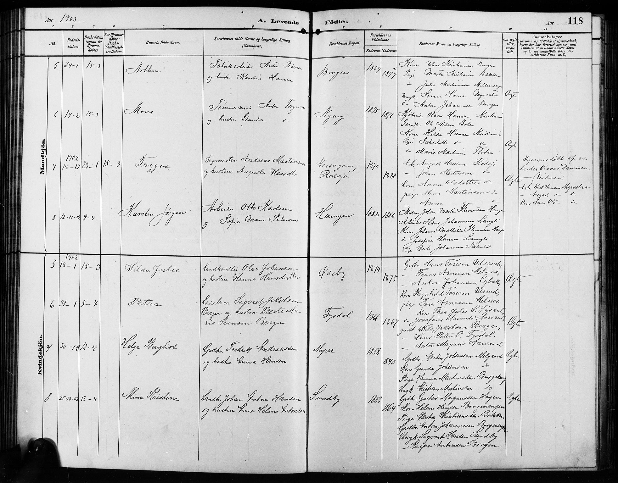Enebakk prestekontor Kirkebøker, AV/SAO-A-10171c/G/Ga/L0006: Klokkerbok nr. I 6, 1889-1911, s. 118