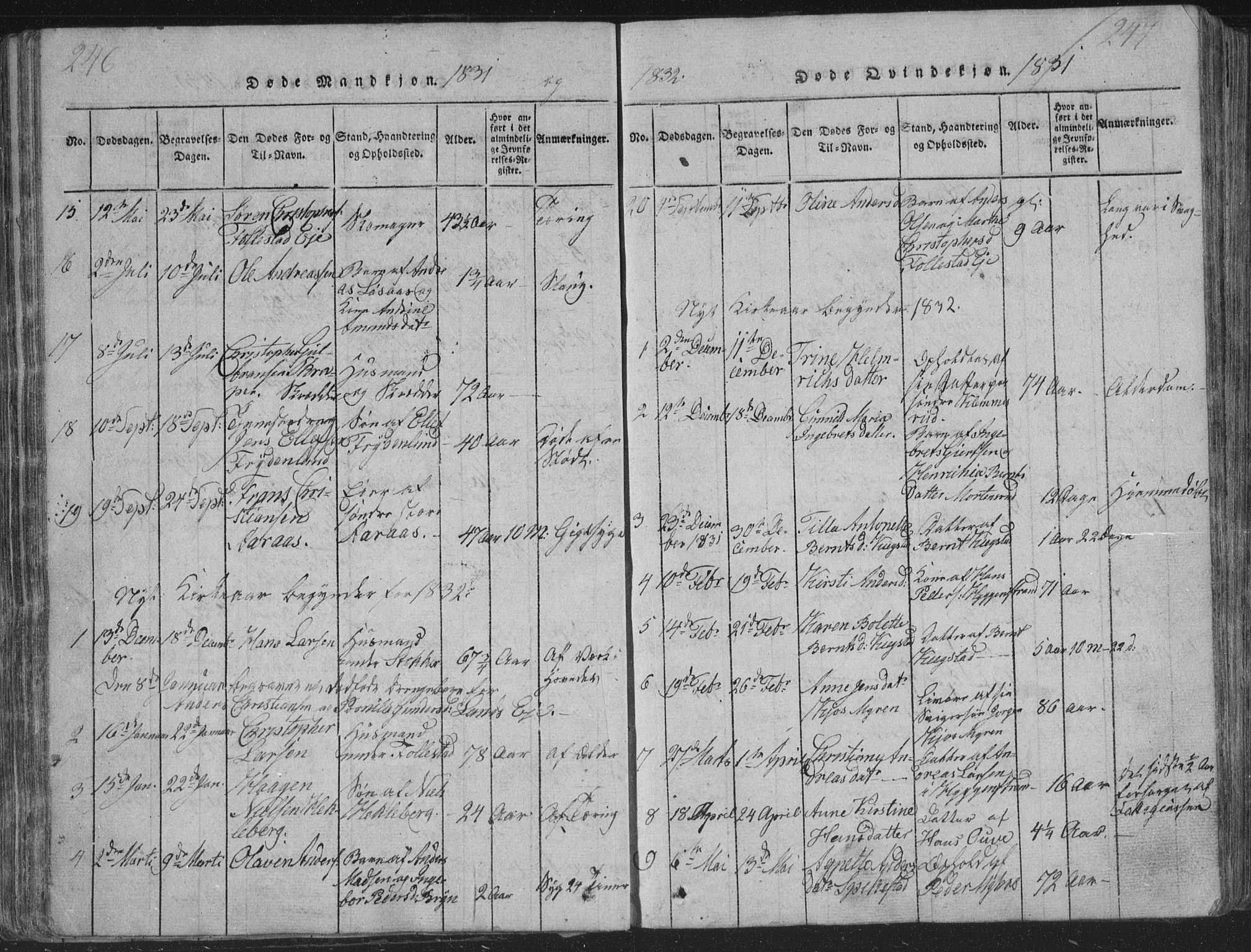 Røyken kirkebøker, AV/SAKO-A-241/G/Ga/L0003: Klokkerbok nr. 3, 1814-1856, s. 246-247