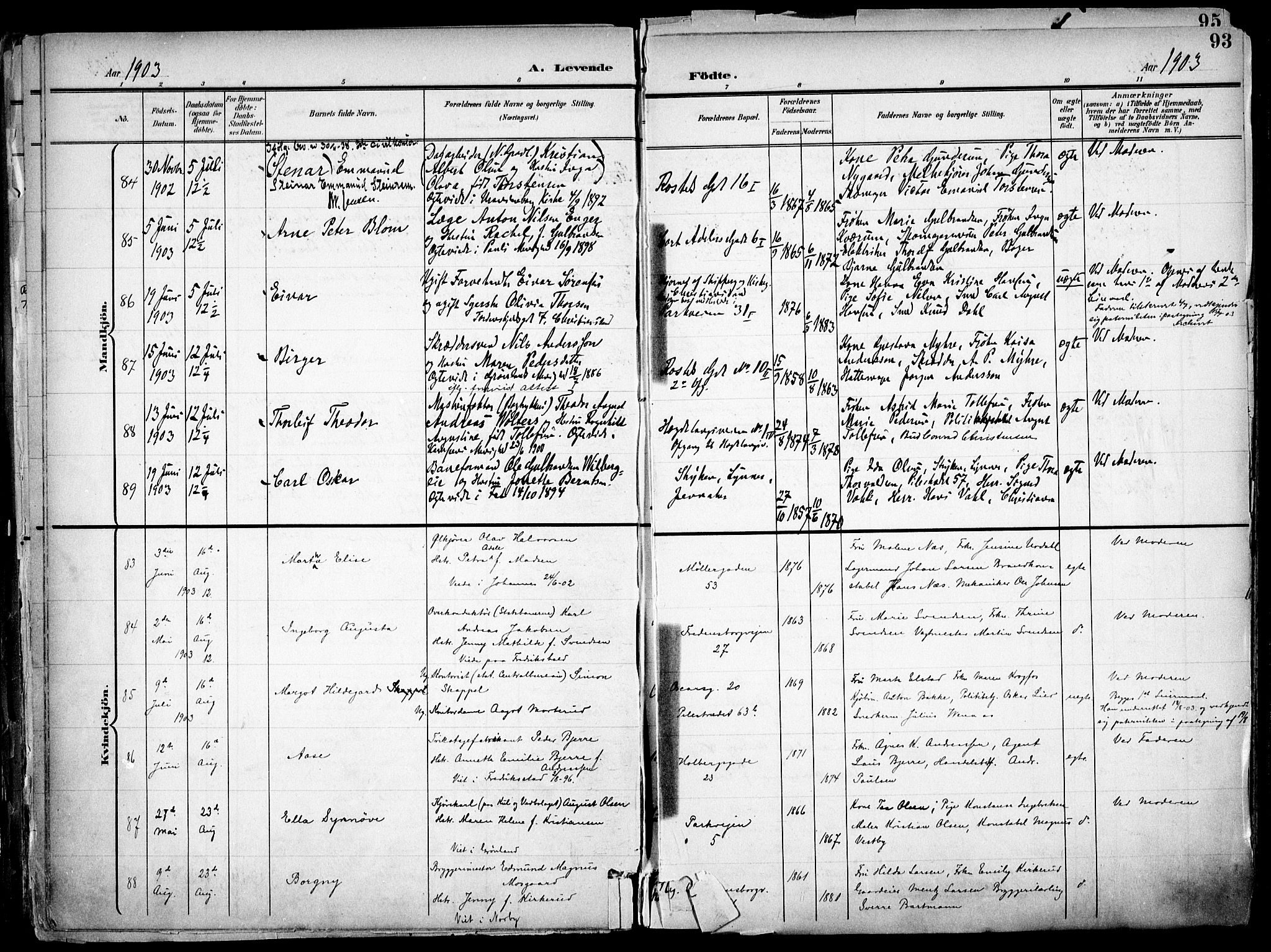Trefoldighet prestekontor Kirkebøker, AV/SAO-A-10882/F/Fa/L0007: Ministerialbok nr. I 7, 1900-1914, s. 93