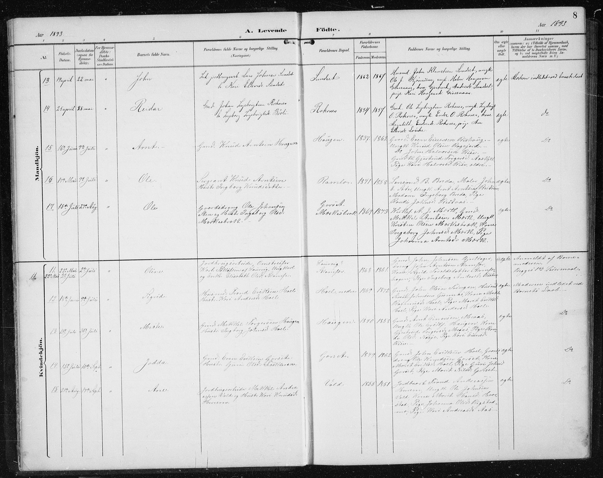 Ministerialprotokoller, klokkerbøker og fødselsregistre - Sør-Trøndelag, AV/SAT-A-1456/674/L0876: Klokkerbok nr. 674C03, 1892-1912, s. 8