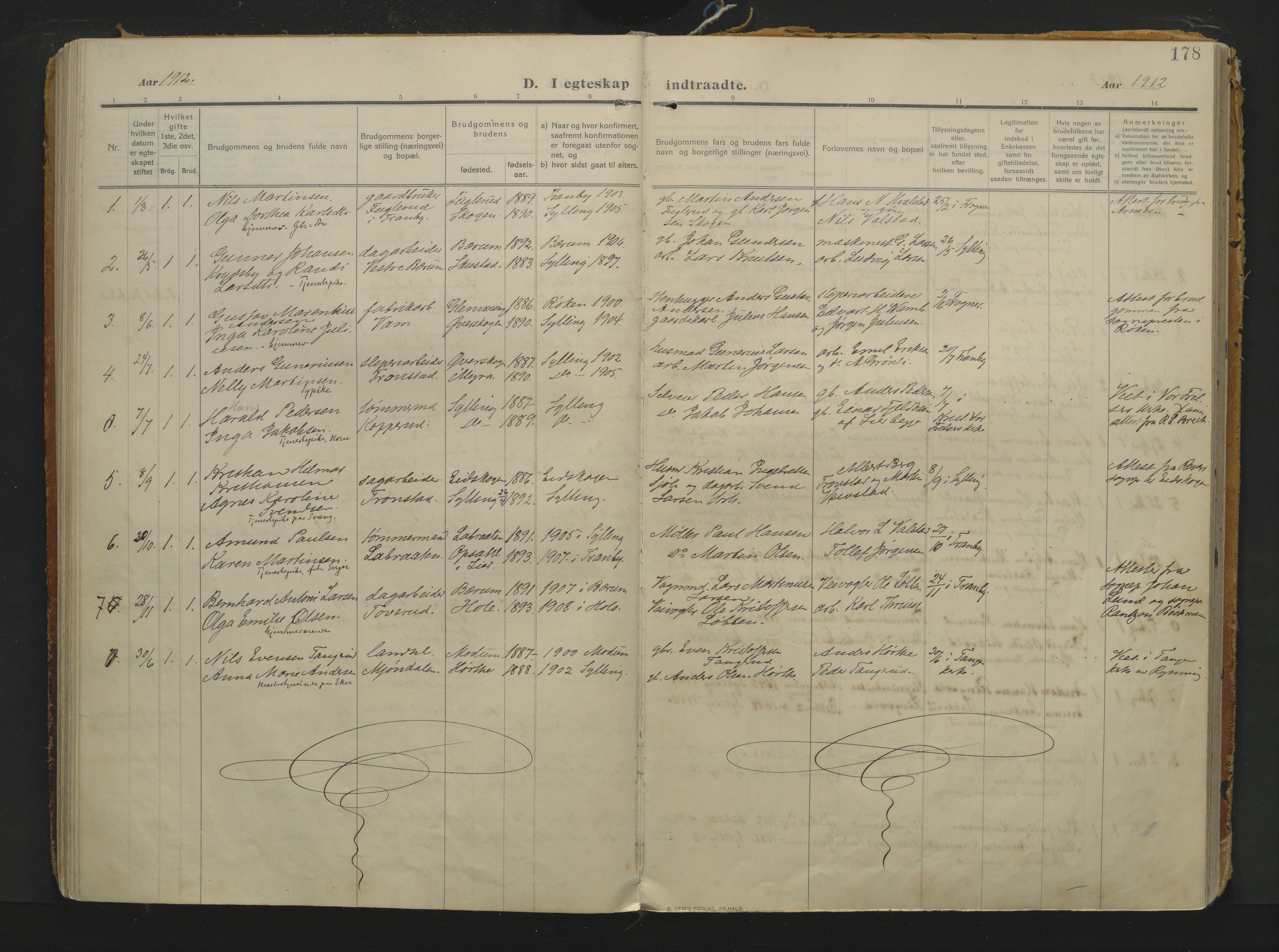 Sylling kirkebøker, AV/SAKO-A-247/F/Fa/L0002: Ministerialbok nr. 2, 1906-1936, s. 178