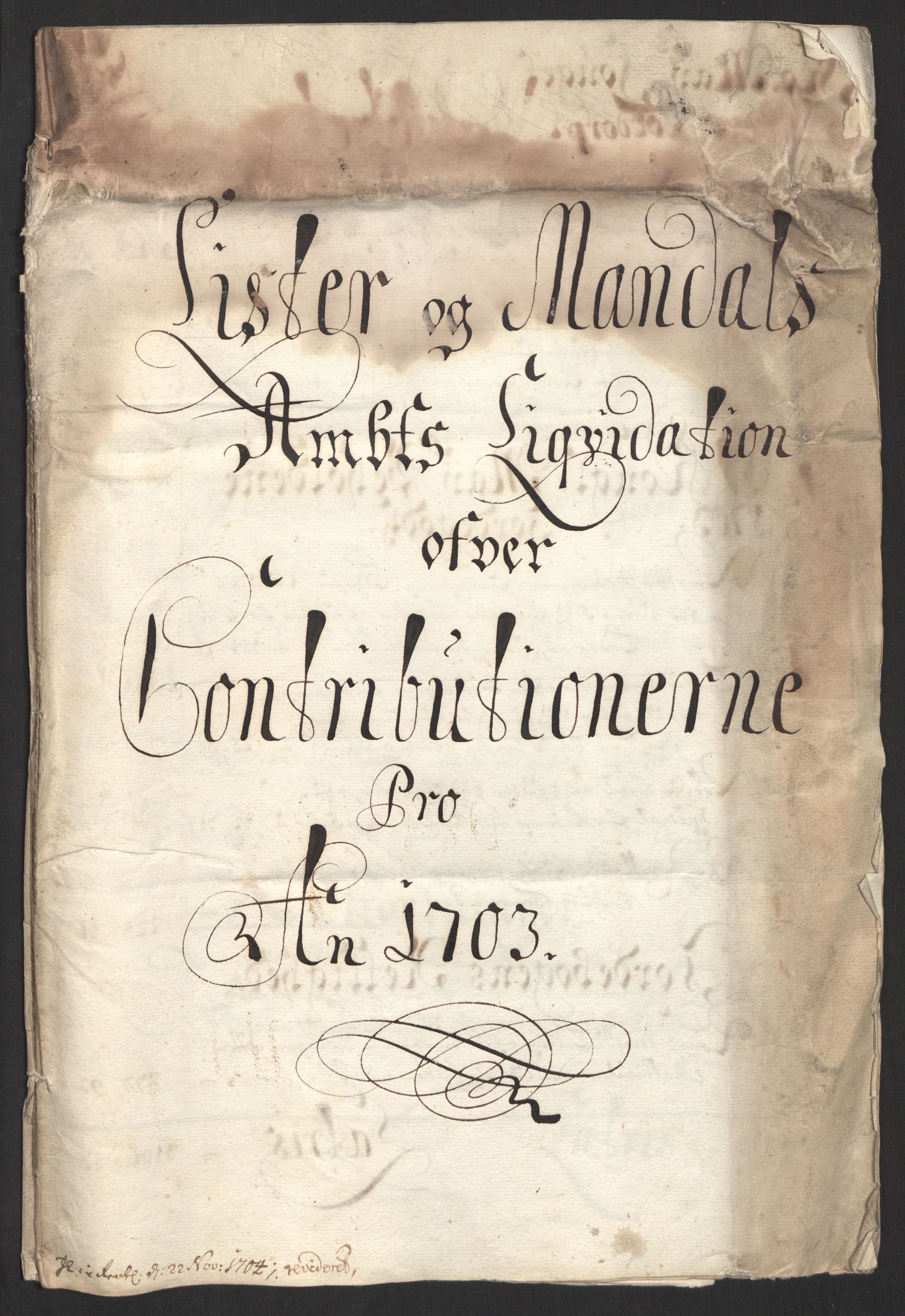 Rentekammeret inntil 1814, Reviderte regnskaper, Fogderegnskap, RA/EA-4092/R43/L2550: Fogderegnskap Lista og Mandal, 1703-1704, s. 3