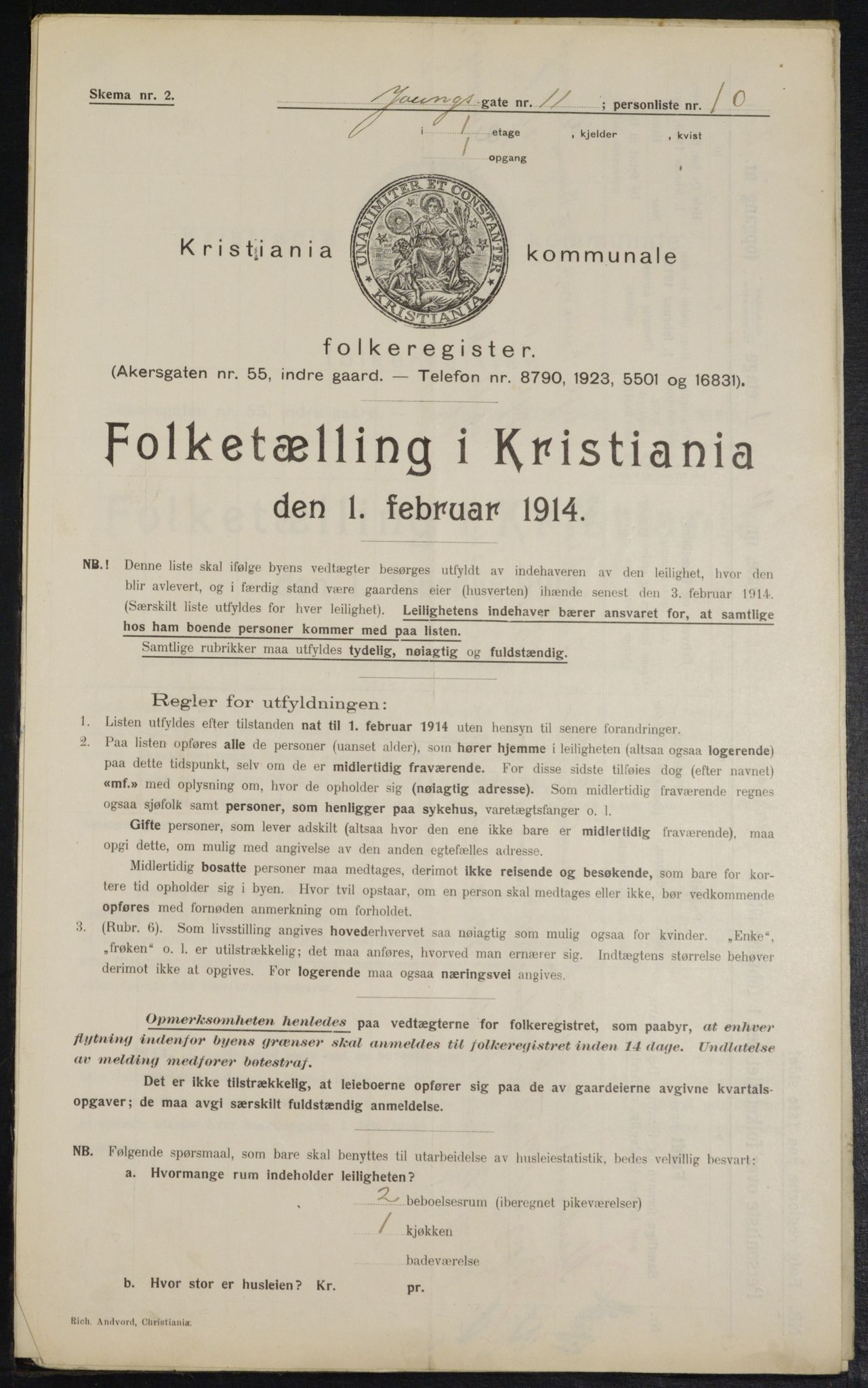 OBA, Kommunal folketelling 1.2.1914 for Kristiania, 1914, s. 129592