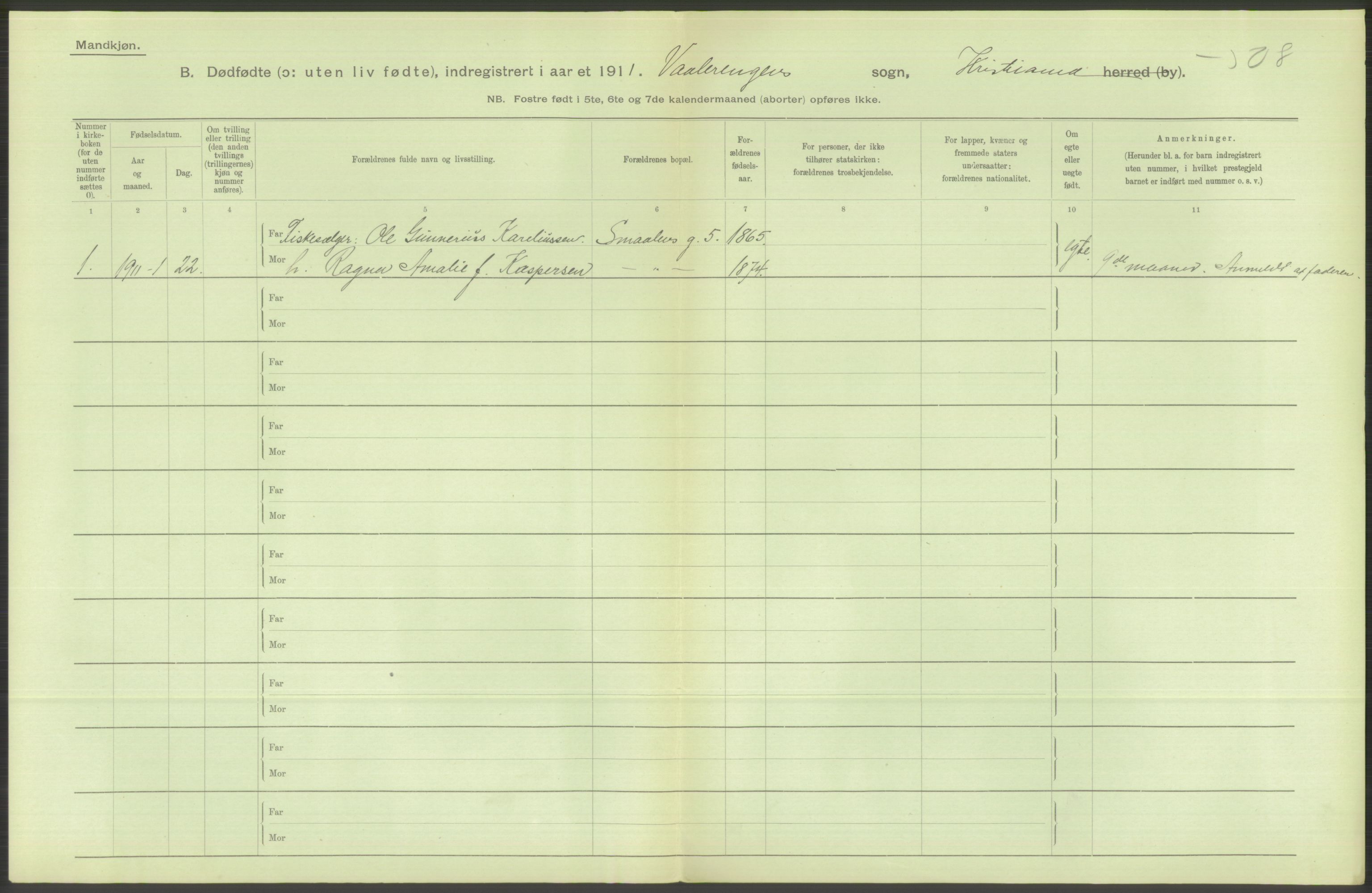 Statistisk sentralbyrå, Sosiodemografiske emner, Befolkning, AV/RA-S-2228/D/Df/Dfb/Dfba/L0010: Kristiania: Døde kvinner samt dødfødte., 1911, s. 62