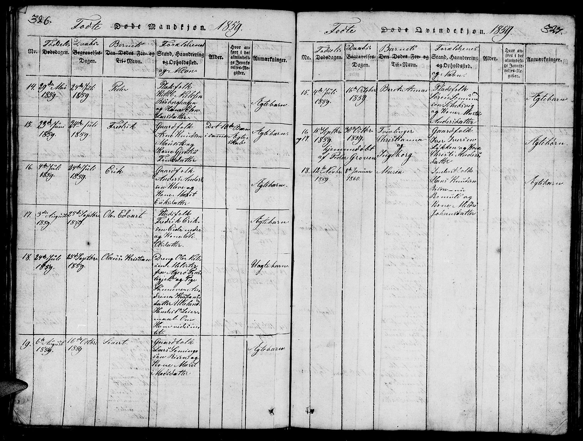 Ministerialprotokoller, klokkerbøker og fødselsregistre - Møre og Romsdal, AV/SAT-A-1454/557/L0683: Klokkerbok nr. 557C01, 1818-1862, s. 326-327