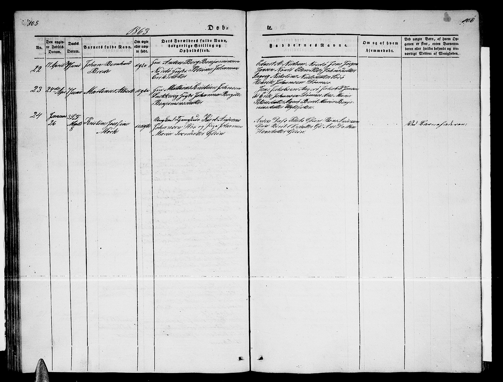 Ministerialprotokoller, klokkerbøker og fødselsregistre - Nordland, AV/SAT-A-1459/835/L0530: Klokkerbok nr. 835C02, 1842-1865, s. 105-106