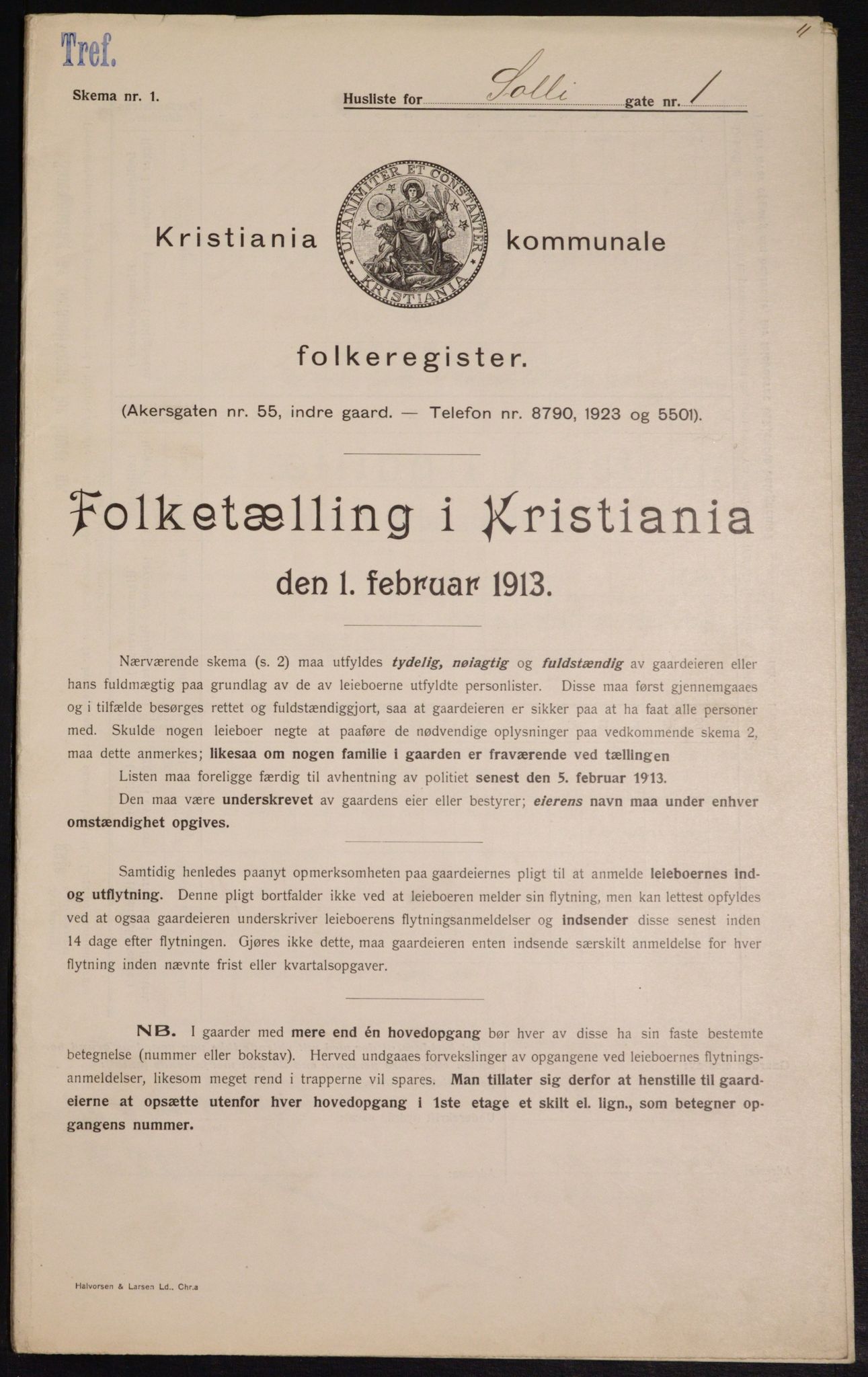 OBA, Kommunal folketelling 1.2.1913 for Kristiania, 1913, s. 99648